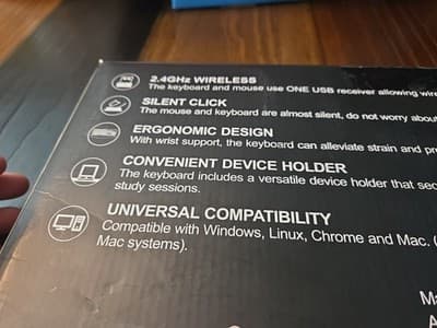 KC213 Wireless Keyboard and Mouse 2.4GHz w/ Palm Rest & Phone Holder Wind Red - Thumbnail 6