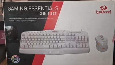 Redragon Gaming Essentials Keyboard/Mouse S101w 2 In 1 Set White - Image 1