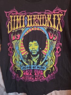Jimi Hendrix T-Shirt Black Medium Graphic Peace of Mind Music Band Rock Blues - Thumbnail 2