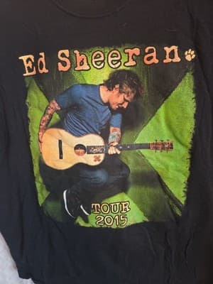 Ed Sheeran 2015 Tour T-Shirt Black Green Concert Tee Size Medium Music Merch - Thumbnail 2