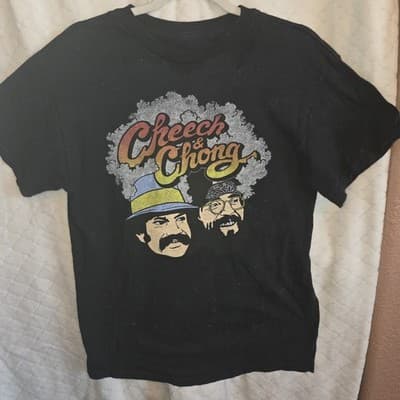 Cheech & Chong Shirt Size Large Black Retro Mens Tshirt B1 Cotton - Image 1