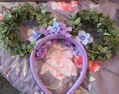 Disney Parks Minnie Mouse Floral Purple Hydrangea Leaves Ears Headband Used Good - Thumbnail 2