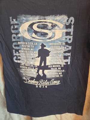 2014 George Strait - The Cowboy Rides Away Tour Shirt - Blue Size Medium - Thumbnail 3