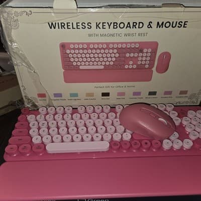 SABLUTE Ergonomic Wireless Keyboard and Mouse Combo - Wave Keyboard W Leather - Image 1