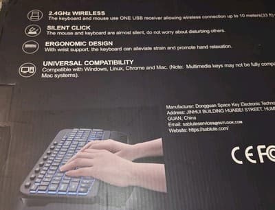 Ergonomic Wireless Keyboard & Mouse Combo Wave Keyboard With Soft Leather Purple - Thumbnail 3