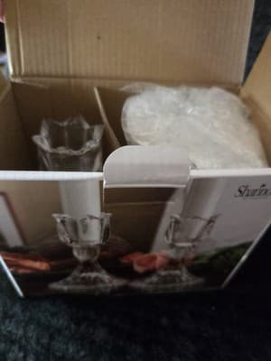 Shannon By Godinger Tulip Crystal Candle Stick Pair 5” Tall New Model 15729 - Thumbnail 3