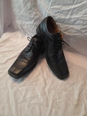 Ridgeway Black Leather Shoes 10M Square Toe - Thumbnail 2