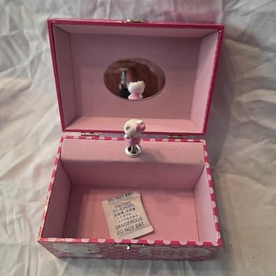 2012 Sanrio Hello Kitty Musical Wind-Up Jewelry Storage Chest Box Mint Cond - Thumbnail 4