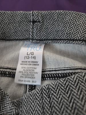 Time And True Women's Stretch Knit Grey&black Leggings L 12-14 - Thumbnail 2