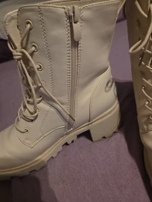 DECARSDZ Thread Women’s Boots Biege Sz 10 Faux Leather Lace And Zipper - Thumbnail 3