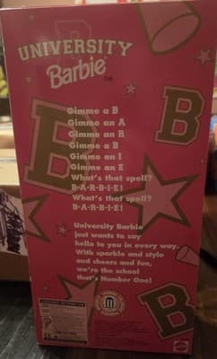 New Vintage 1996 University Barbie Nebraska Huskers Cheerleader Doll #17193 NIB - Thumbnail 2