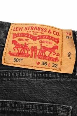 Levi’s 501 Original Fit Men’s Black Jeans W36 L32 Button Fly Straight Leg Denim - Thumbnail 3
