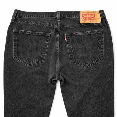 Levi’s 501 Original Fit Men’s Black Jeans W36 L32 Button Fly Straight Leg Denim - Thumbnail 4