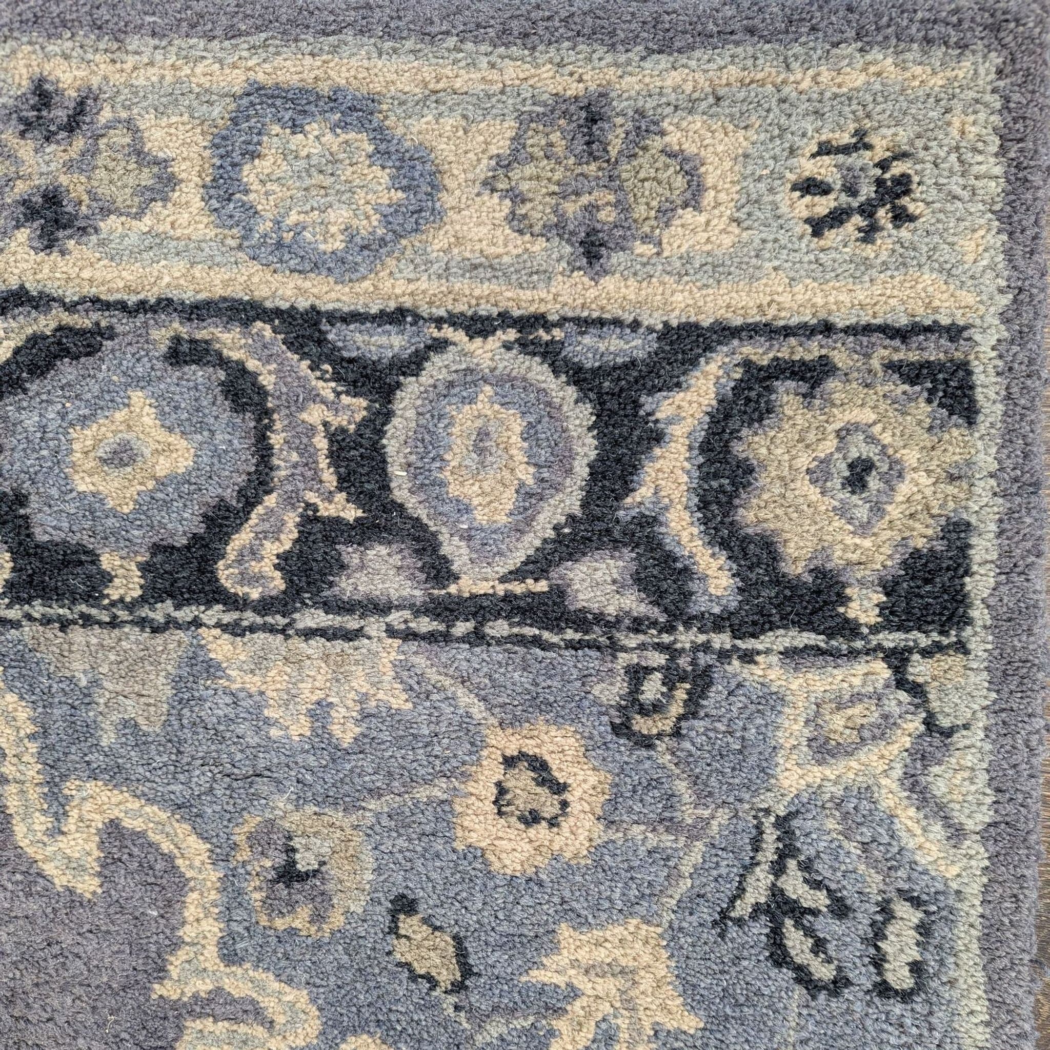 Pottery Barn Bryson Blue & Ivory Floral Wool Hand Tufted Medallion Runner Rug - Thumbnail 2