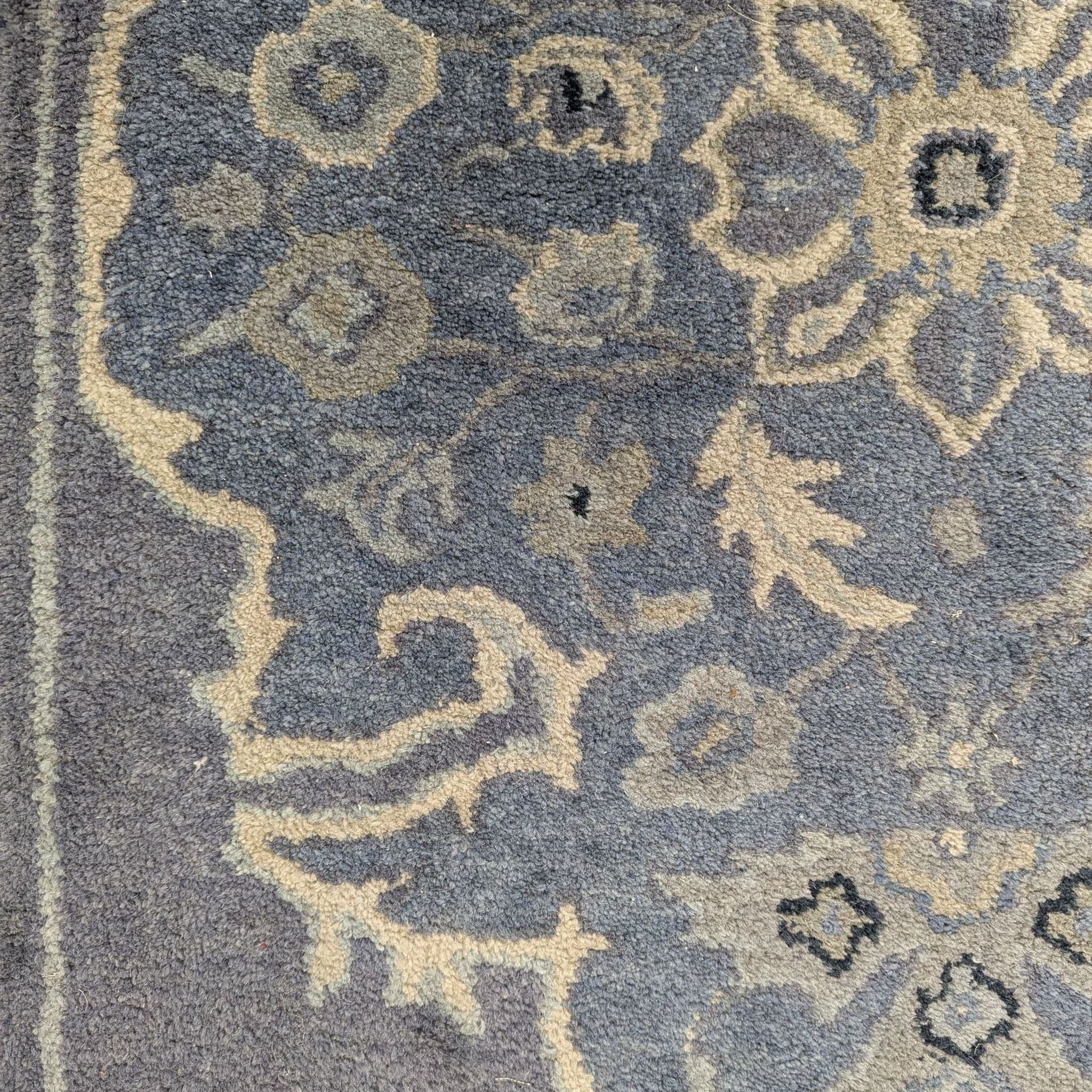 Pottery Barn Bryson Blue & Ivory Floral Wool Hand Tufted Medallion Runner Rug - Thumbnail 3
