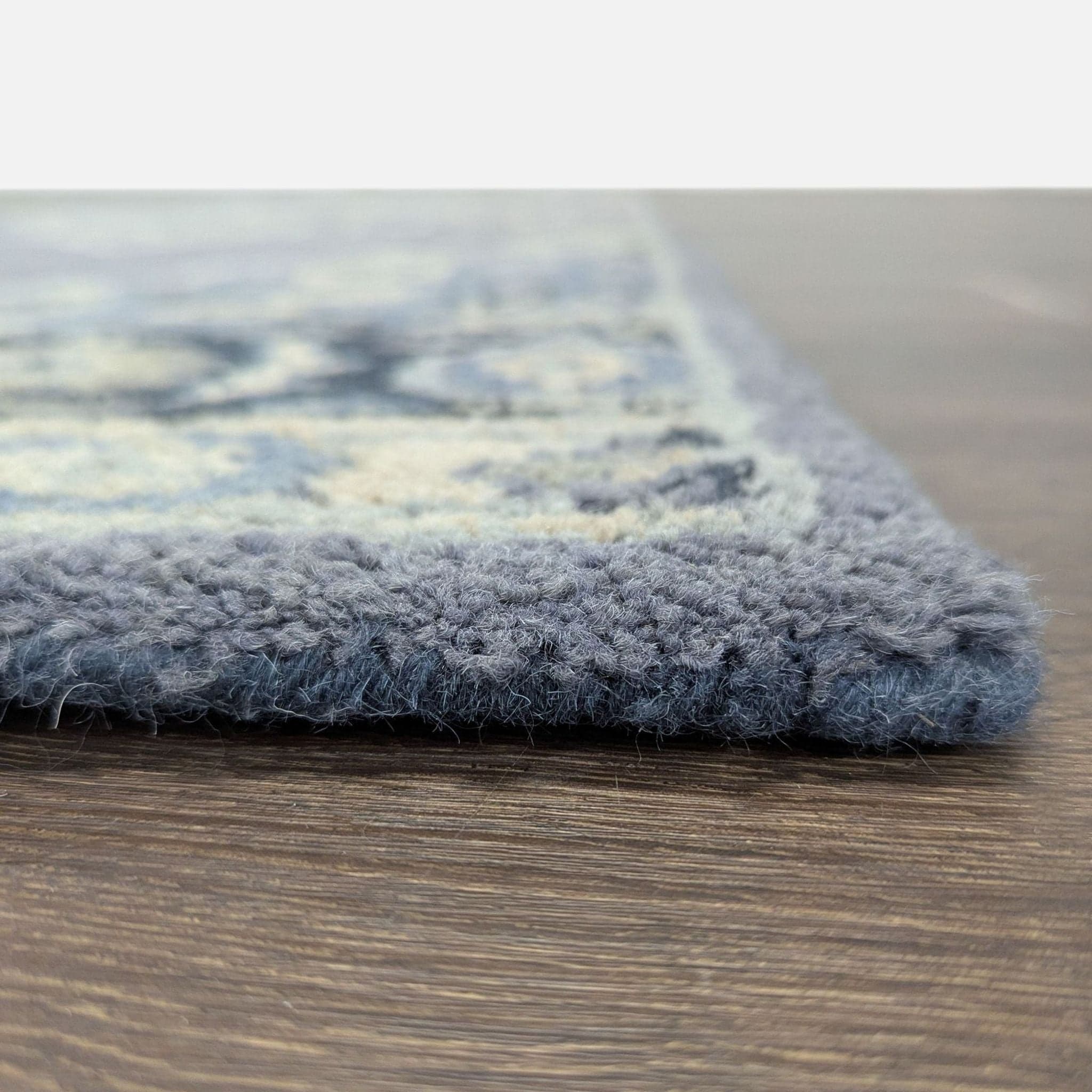 Pottery Barn Bryson Blue & Ivory Floral Wool Hand Tufted Medallion Runner Rug - Thumbnail 4