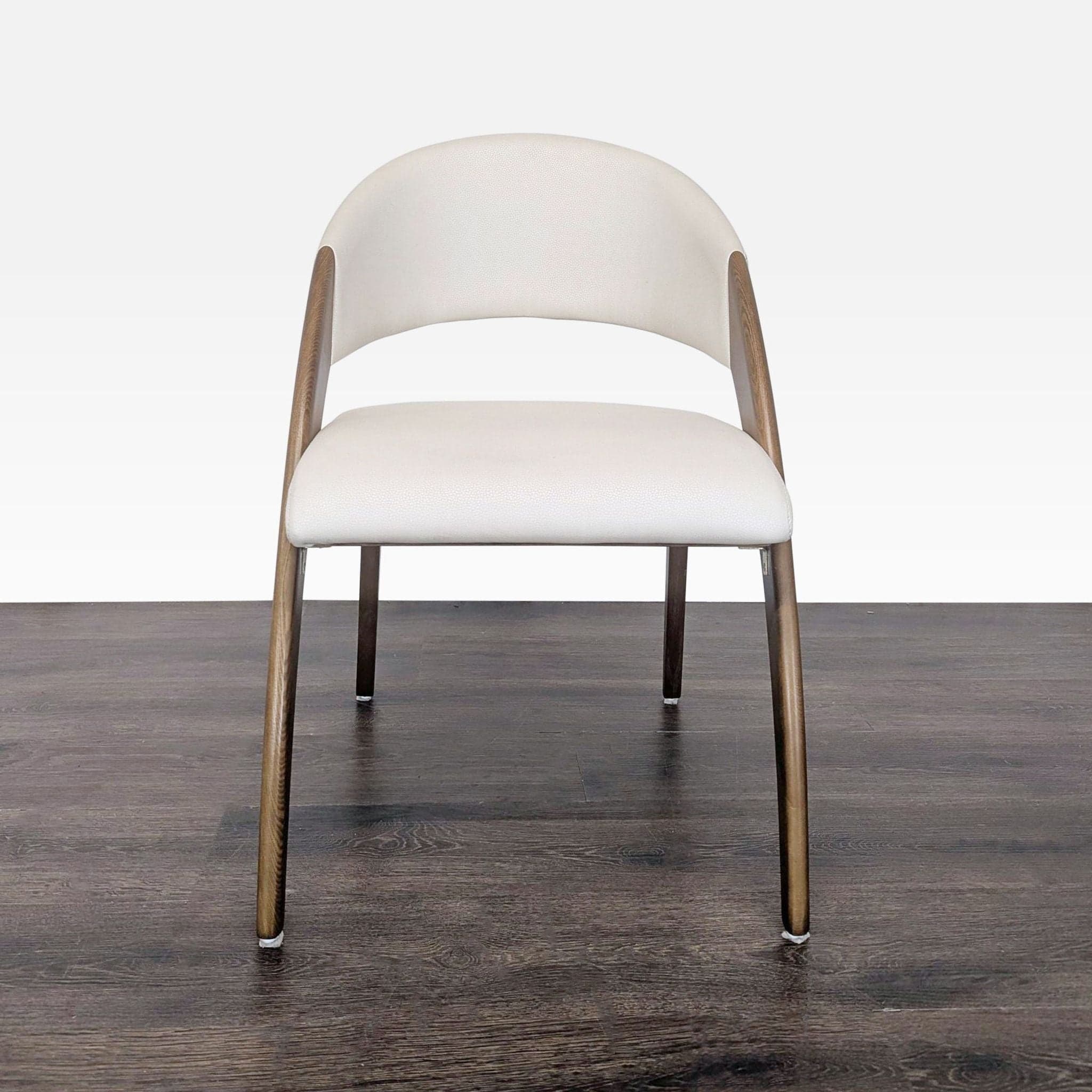 Lucas Mid-Century Cream & Walnut Dining Chair - Thumbnail 2