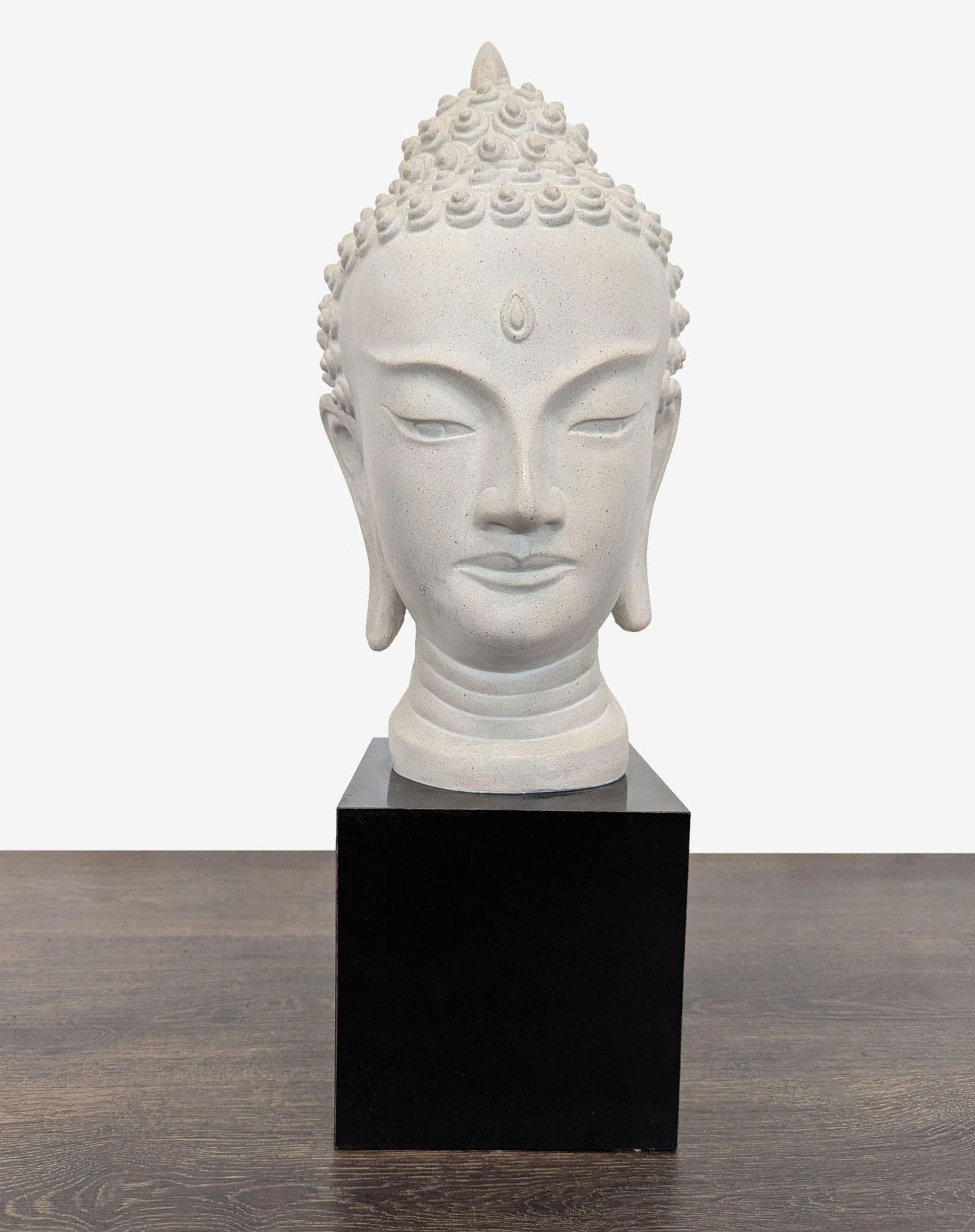 Vintage Austin Productions Buddha Head Sculpture on Base - Image 1