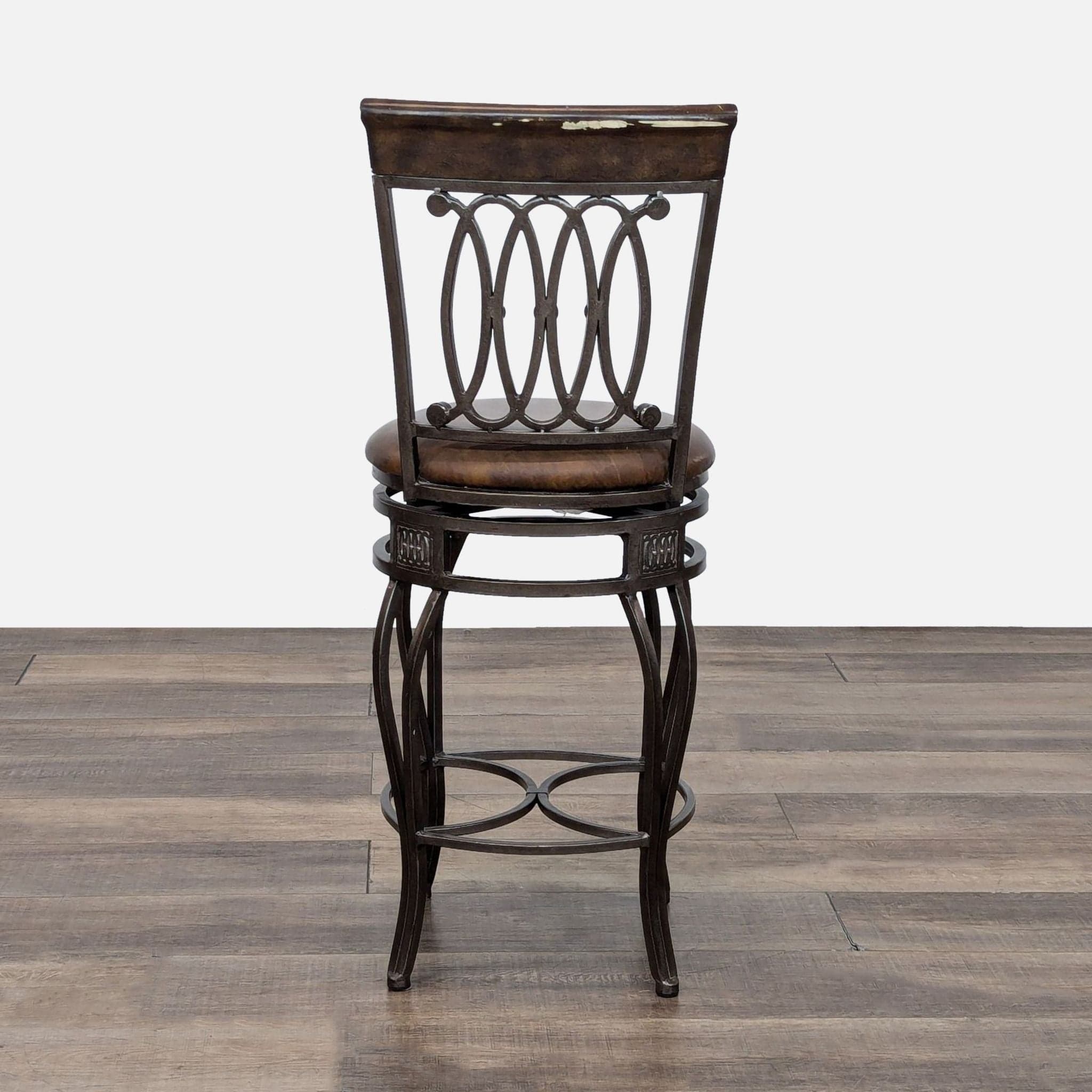 Metal and Faux Leather Bar Stool - Thumbnail 4