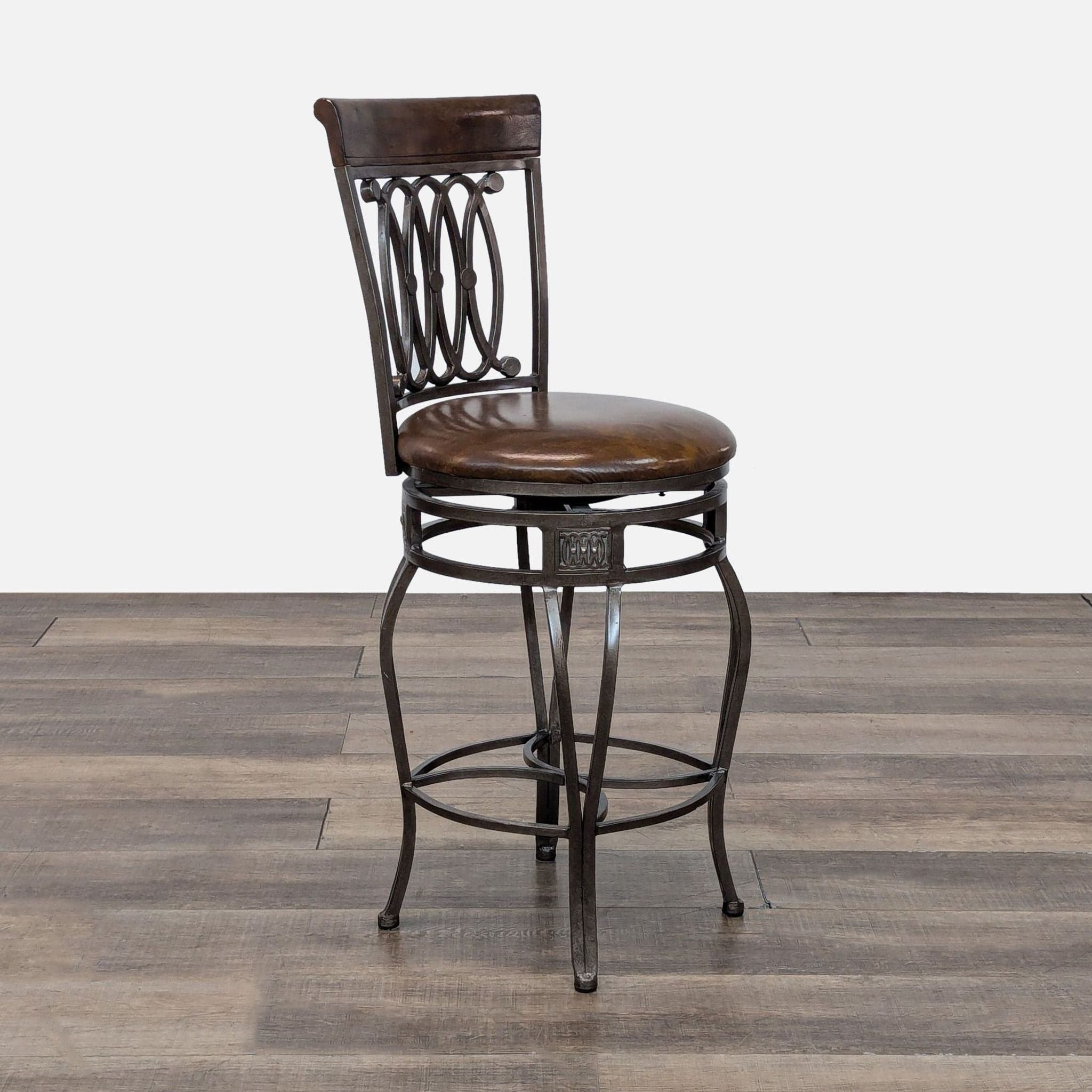 Metal and Faux Leather Bar Stool - Thumbnail 2