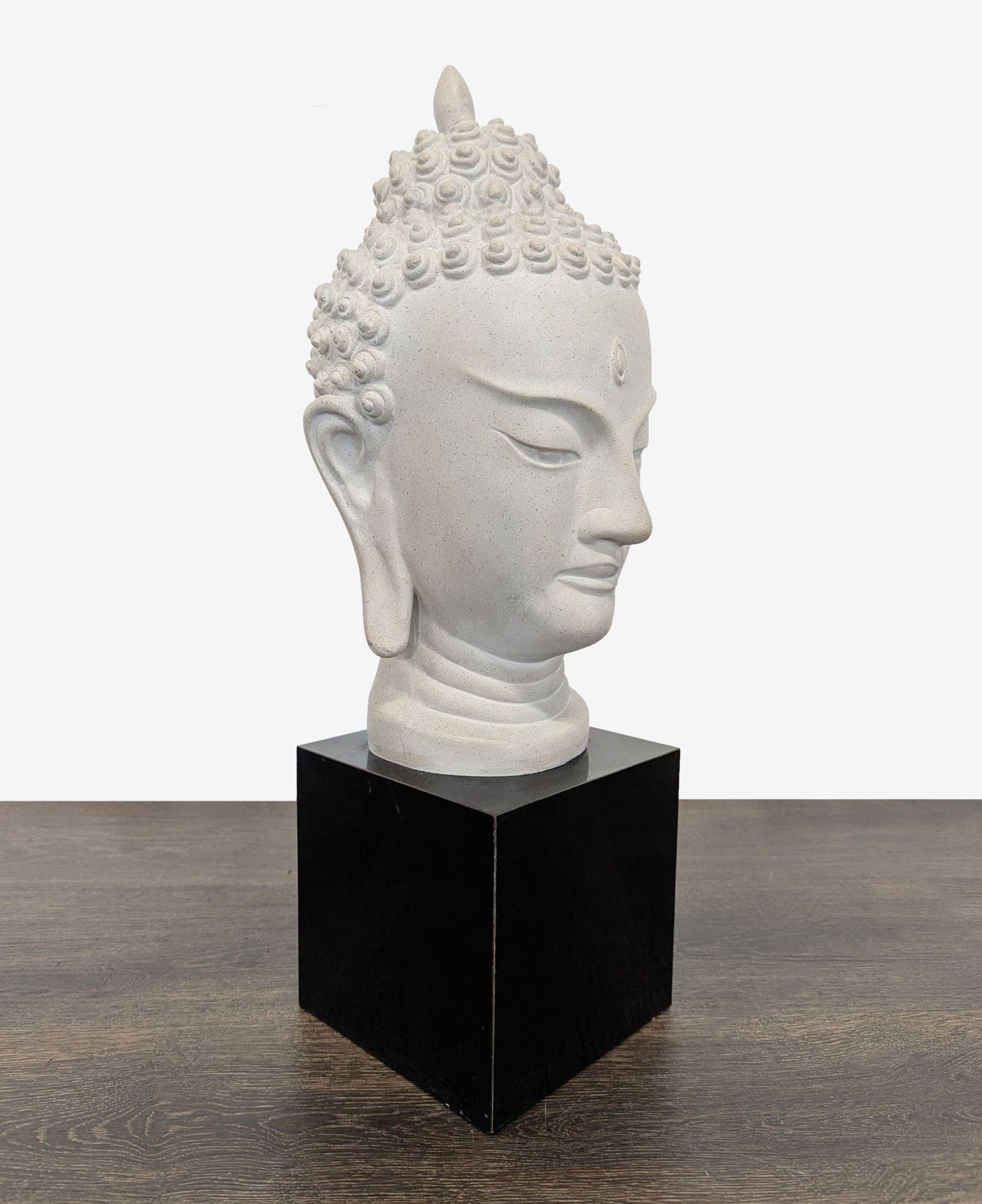 Vintage Austin Productions Buddha Head Sculpture on Base - Thumbnail 2
