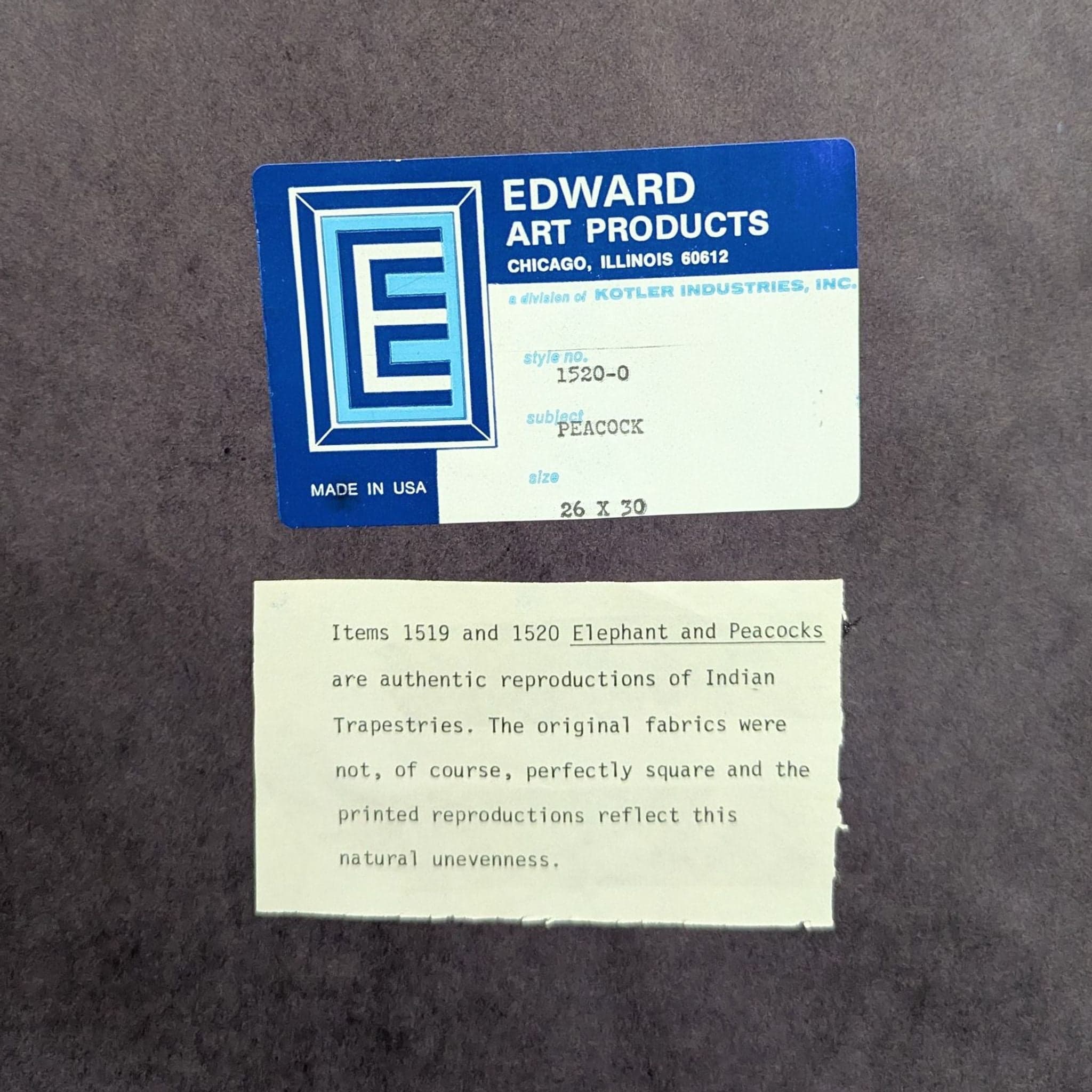 Vintage Framed Reproduction of a Mughal painting Titled Peacock and Peahen - Thumbnail 2