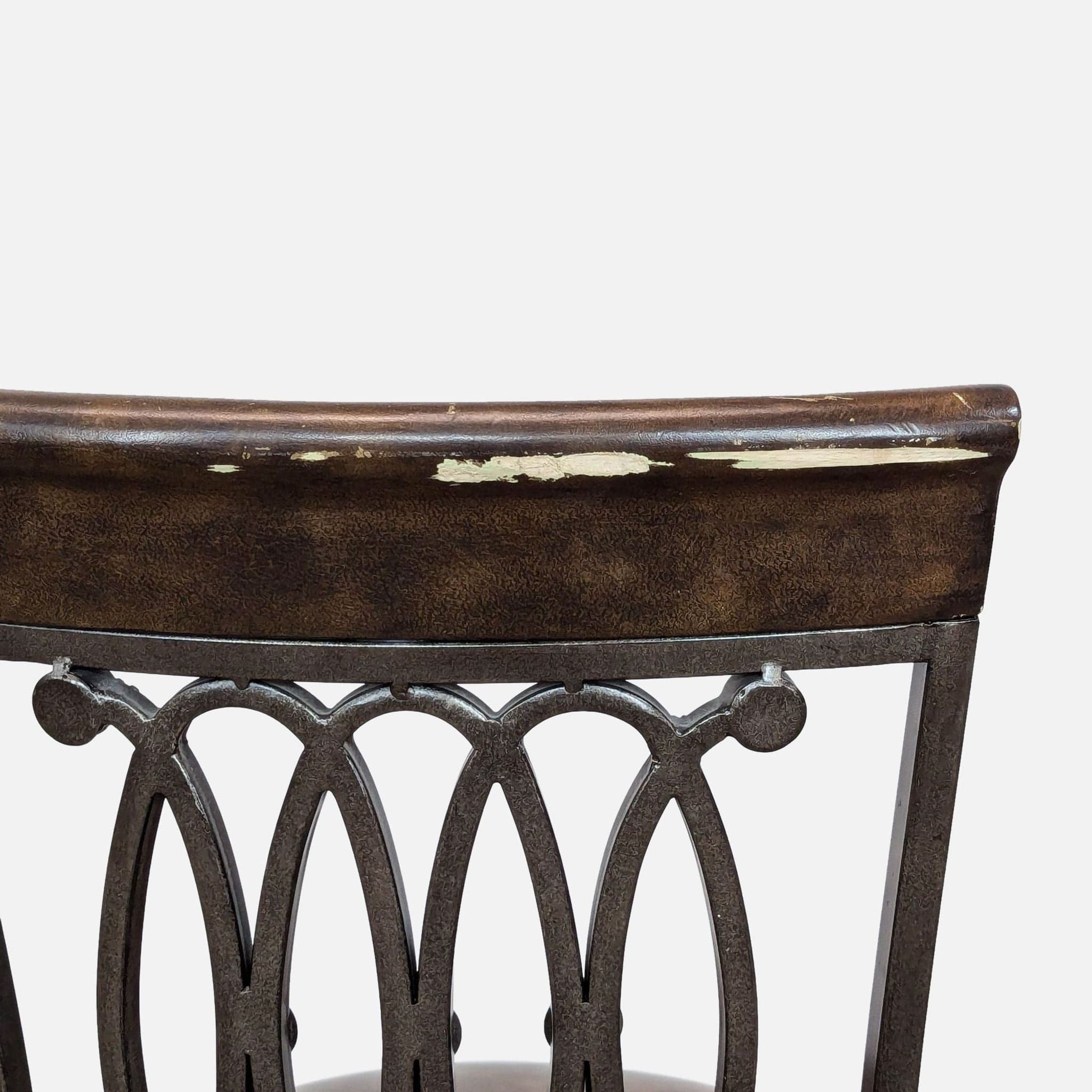 Metal and Faux Leather Bar Stool - Thumbnail 5
