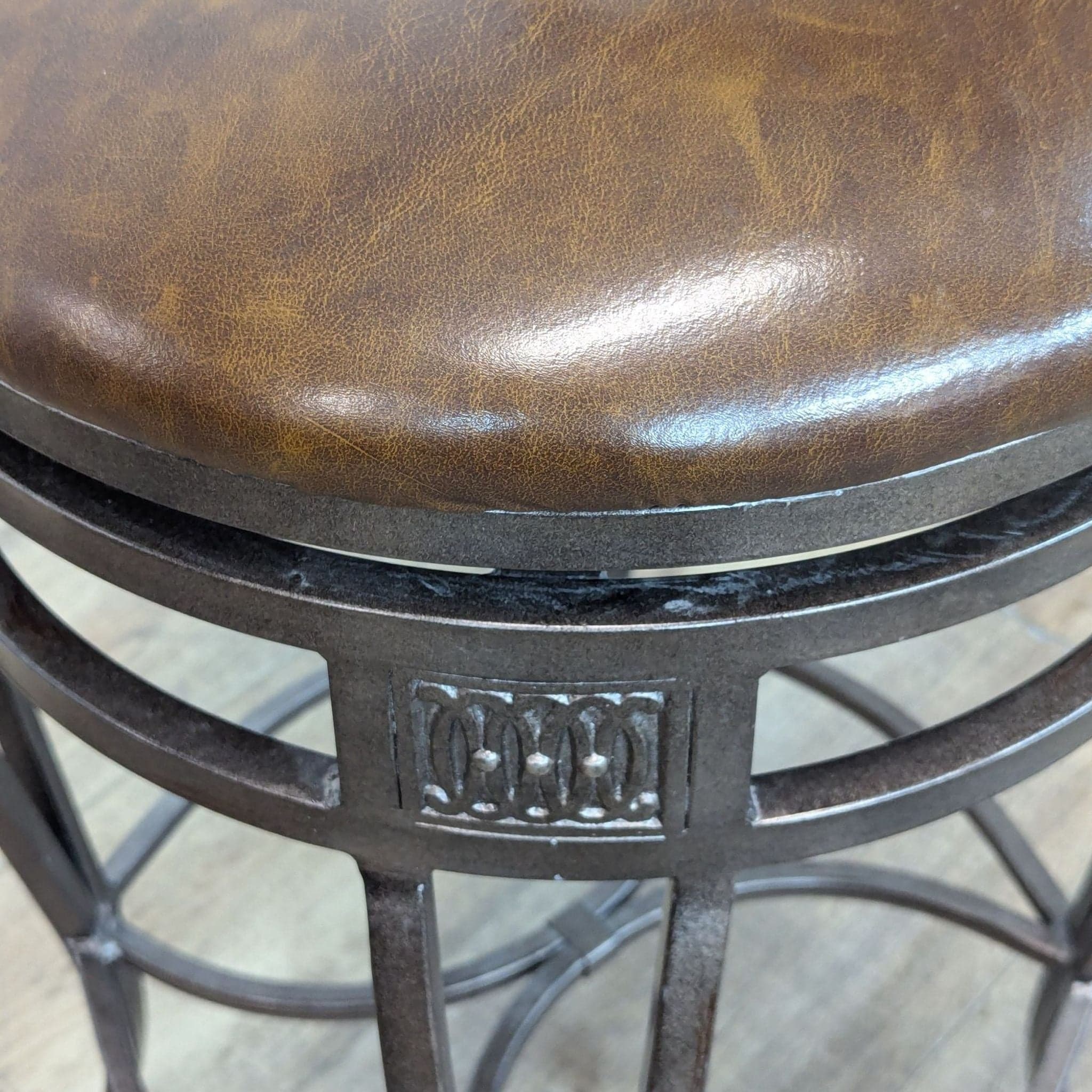 Metal and Faux Leather Bar Stool - Thumbnail 8