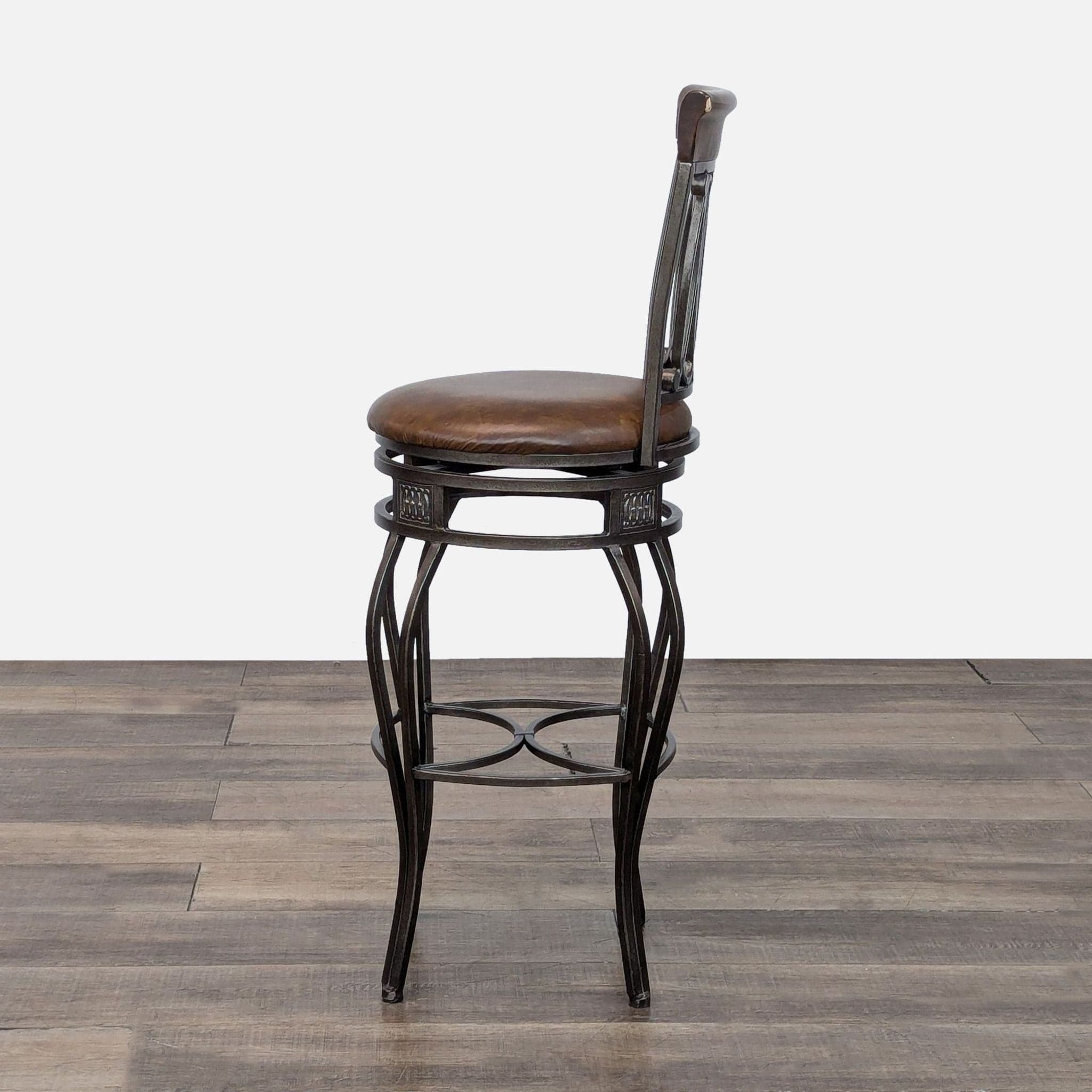 Metal and Faux Leather Bar Stool - Thumbnail 2