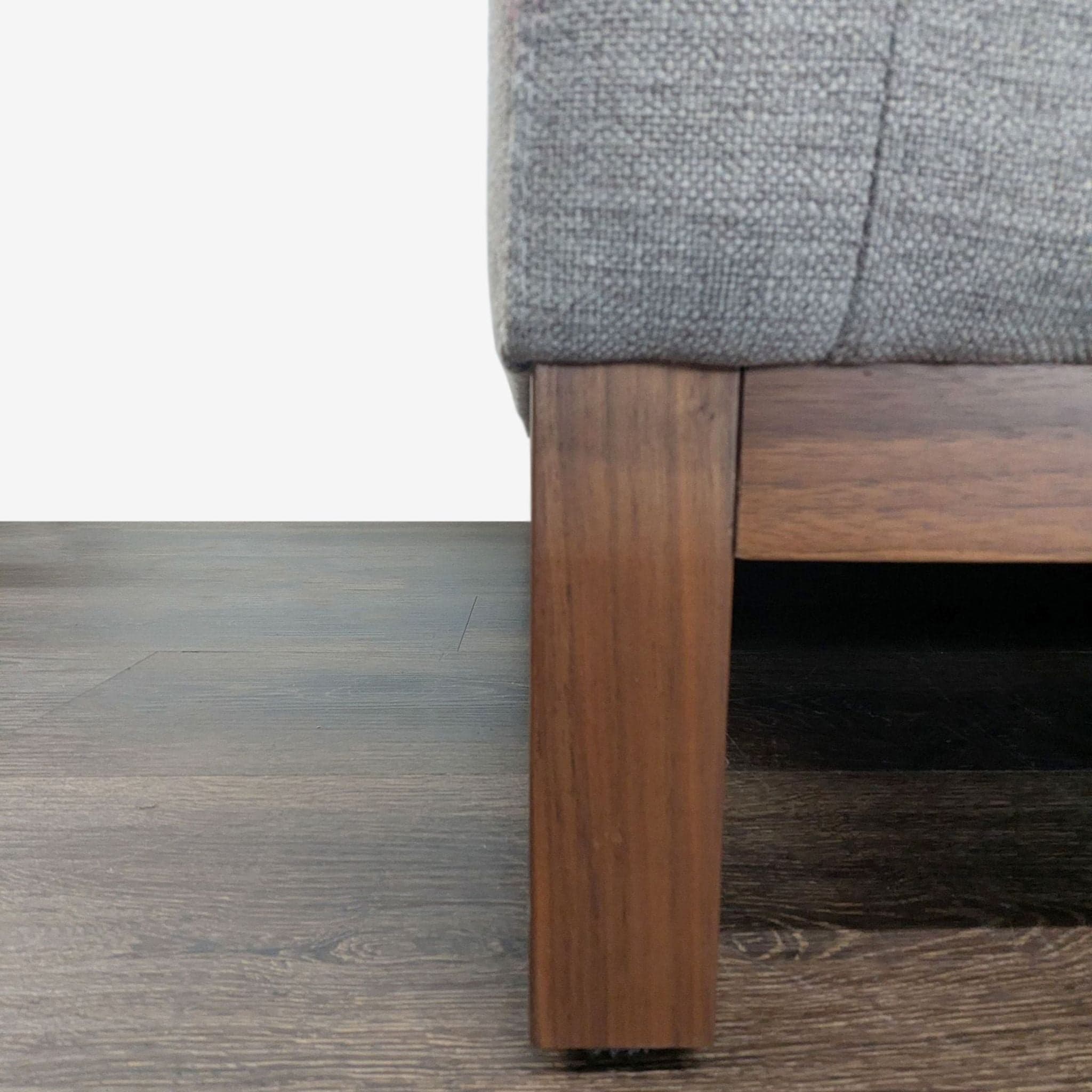 Interior Define Jasper Grey Sectional Sofa with Walnut Wood Base - Thumbnail 2