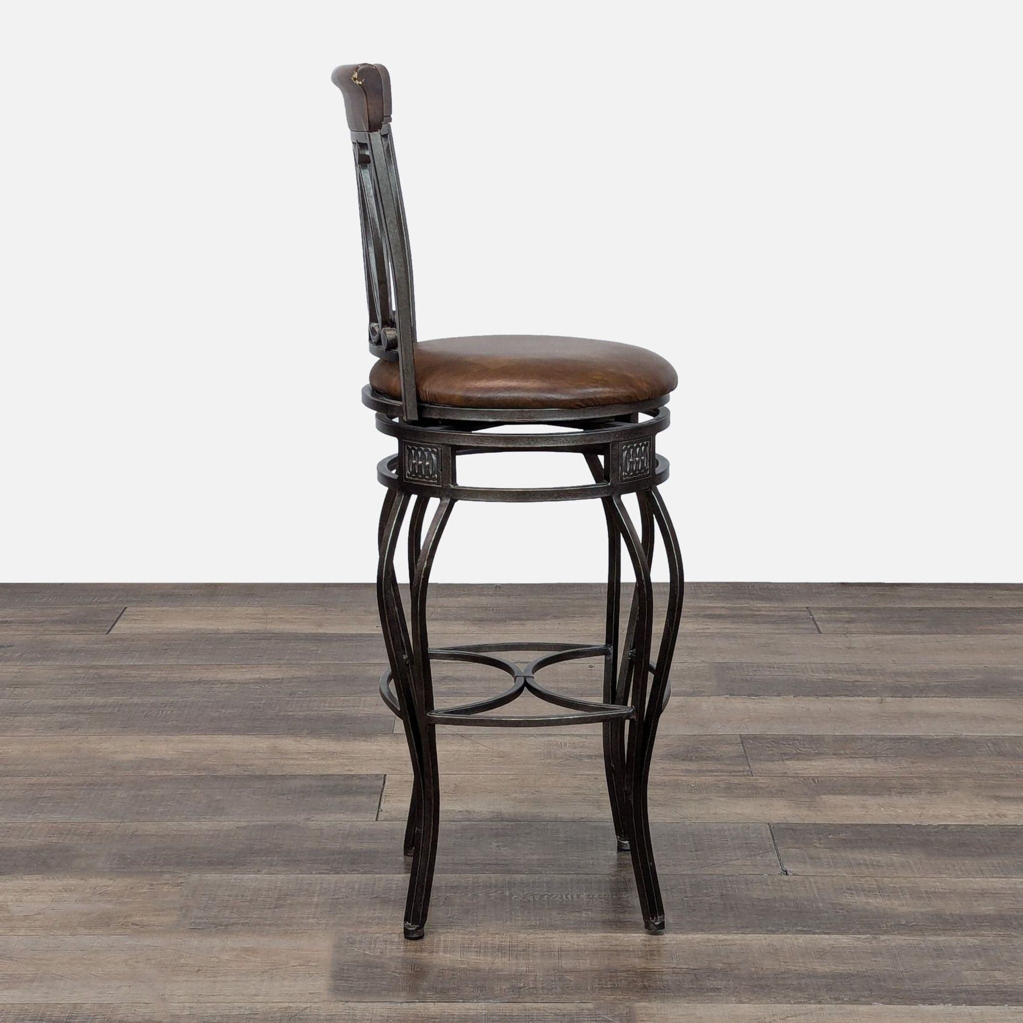 Metal and Faux Leather Bar Stool - Thumbnail 9
