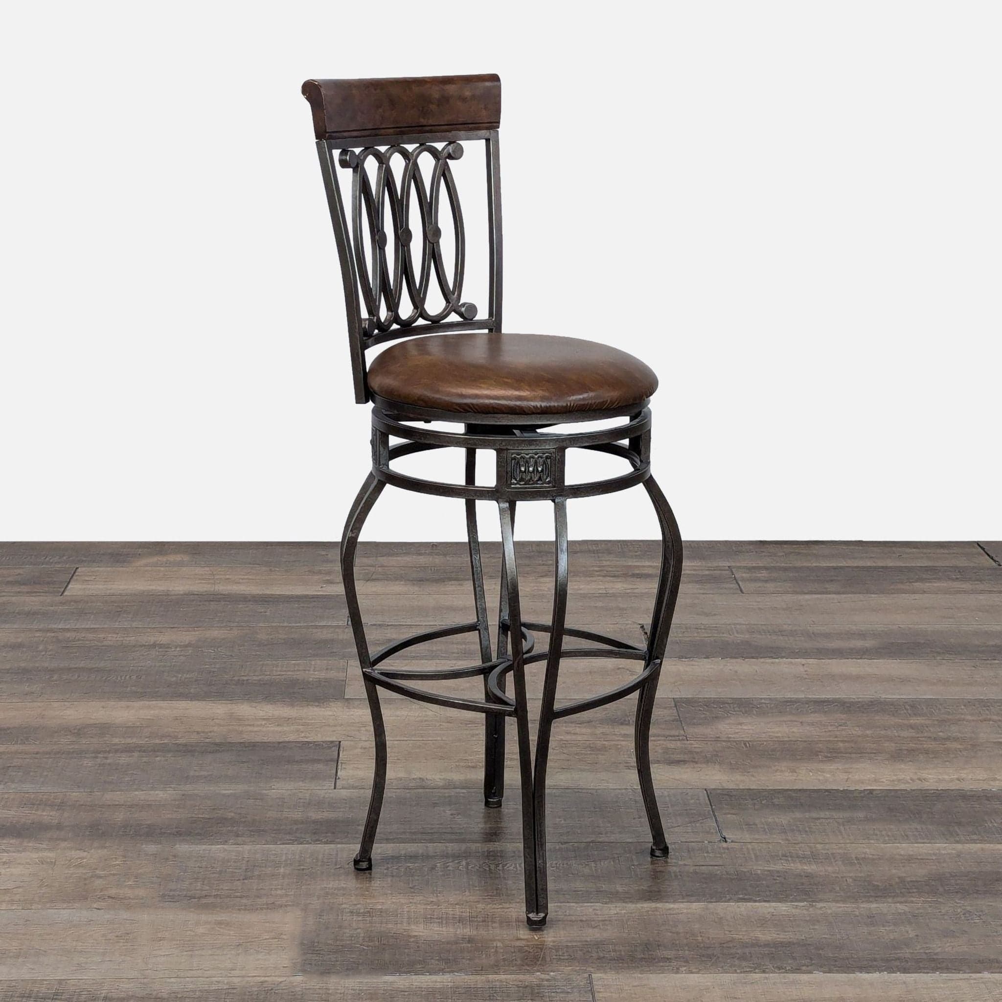 Metal and Faux Leather Bar Stool - Thumbnail 8