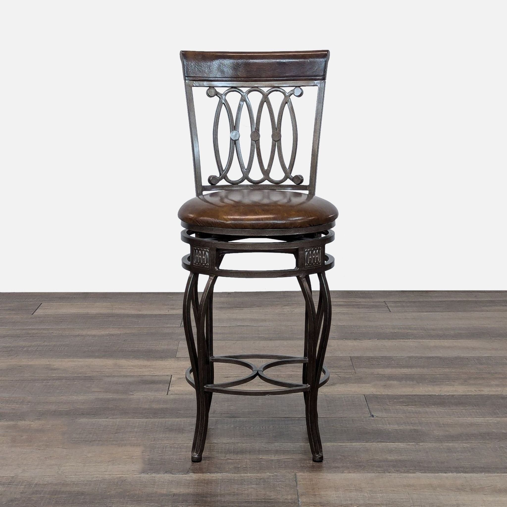 Metal and Faux Leather Bar Stool - Image 1