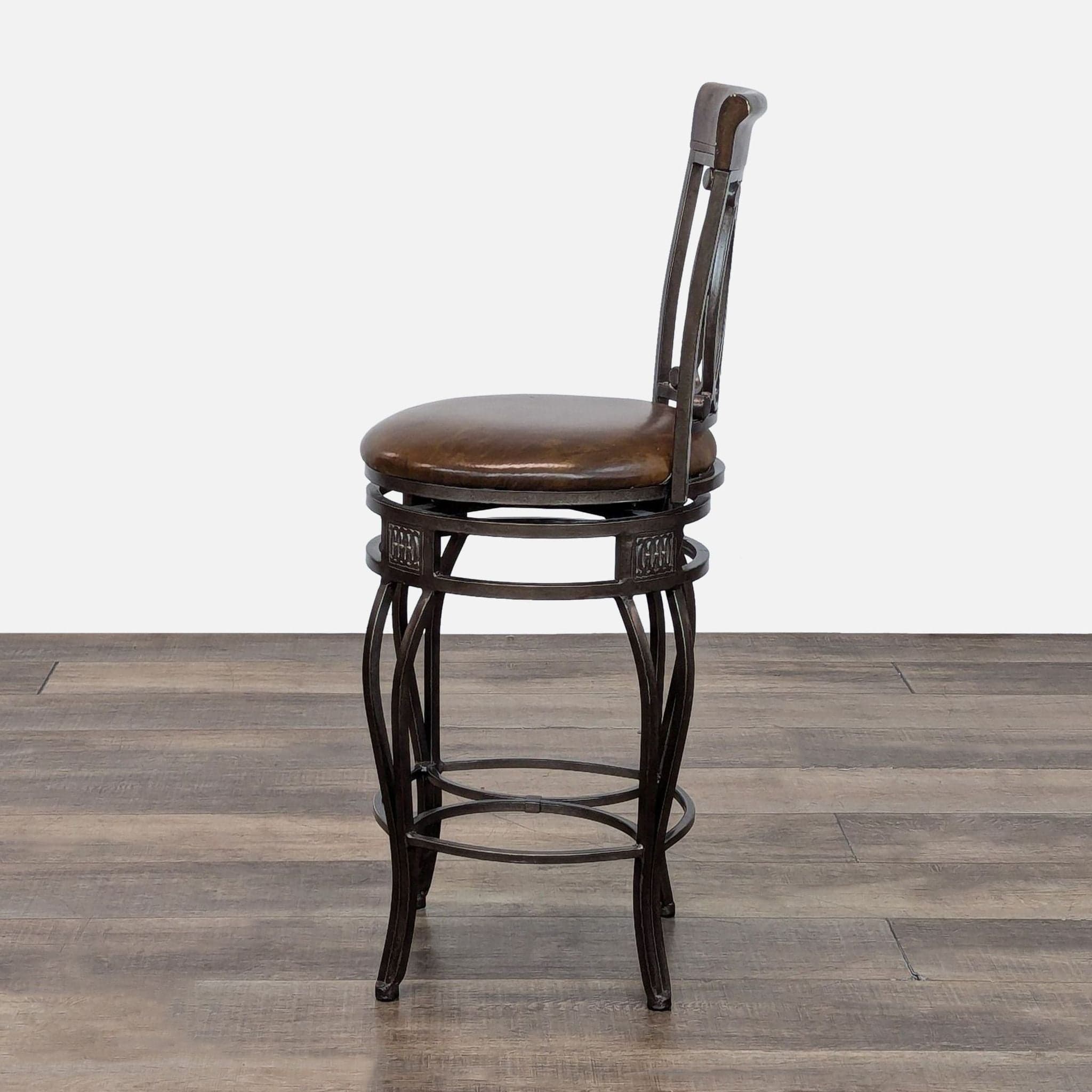 Metal and Faux Leather Bar Stool - Thumbnail 6