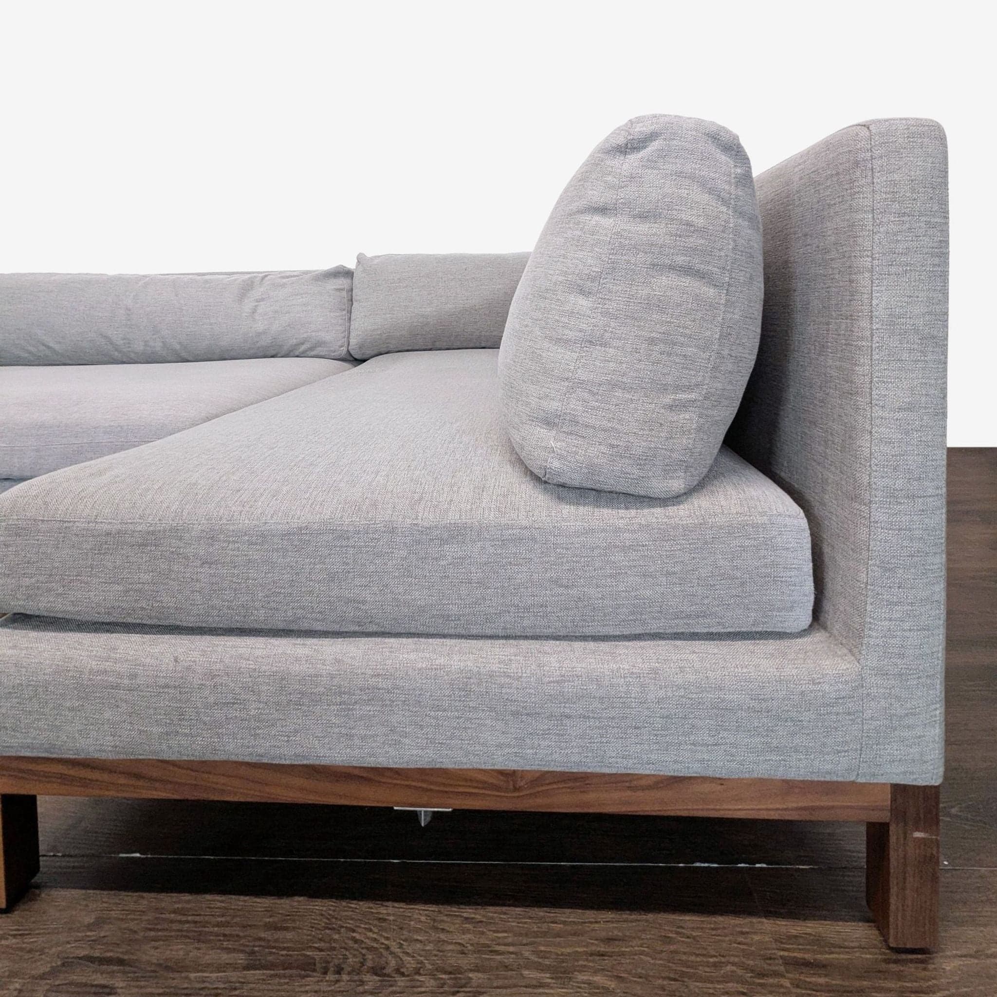 Interior Define Jasper Grey Sectional Sofa with Walnut Wood Base - Thumbnail 5