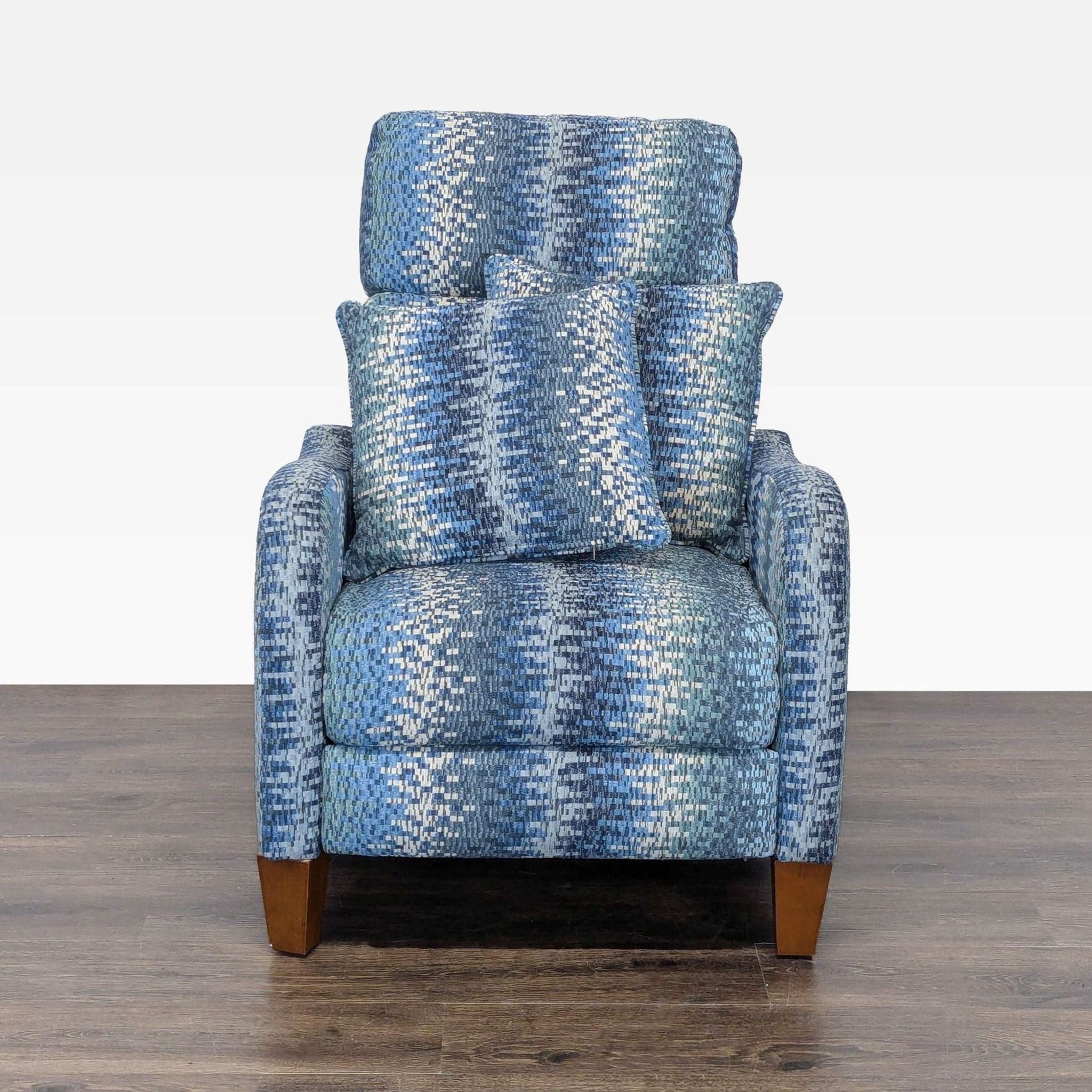 Jiaxing Home Fortune Furniture Co. Blue Patterned Recliner Lounge Chair with Cushions - Image 1
