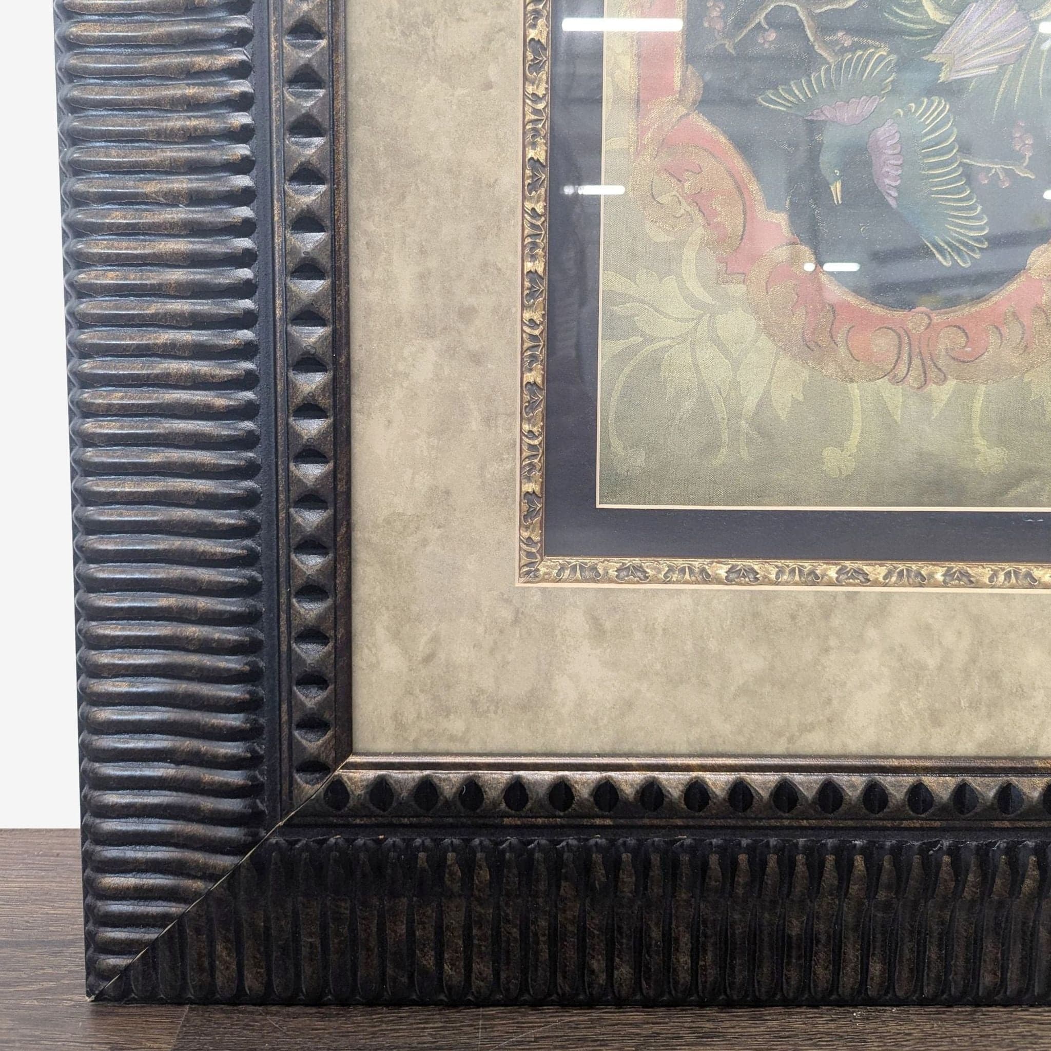 Large Chinoiserie Style Framed Artwork “Paradise II” – Exotic Bird Panel by Abigail Kamelhair - Thumbnail 4