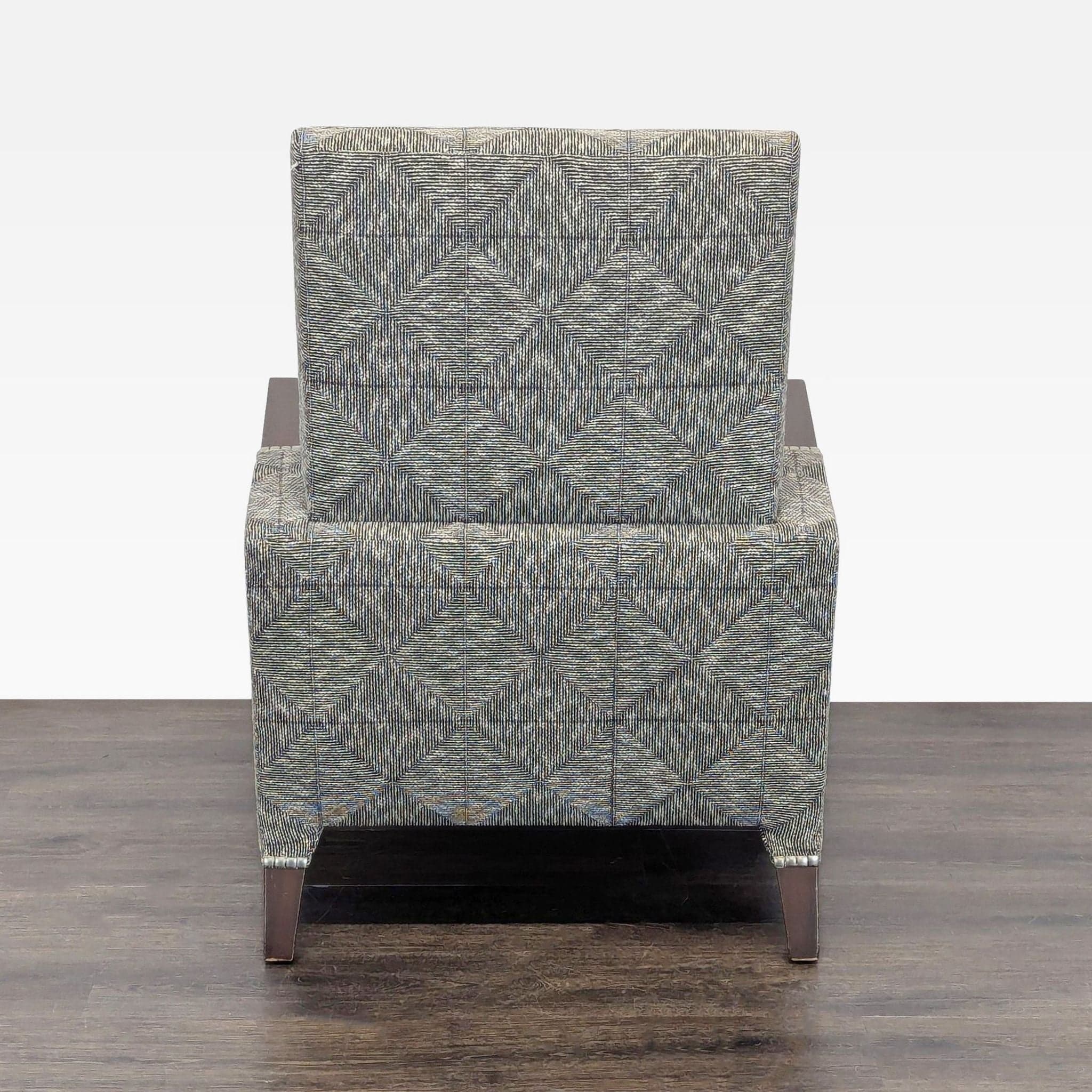 Ted Boerner Lex Lounge Chair with Patterned Upholstery and Wood Arms - Thumbnail 3