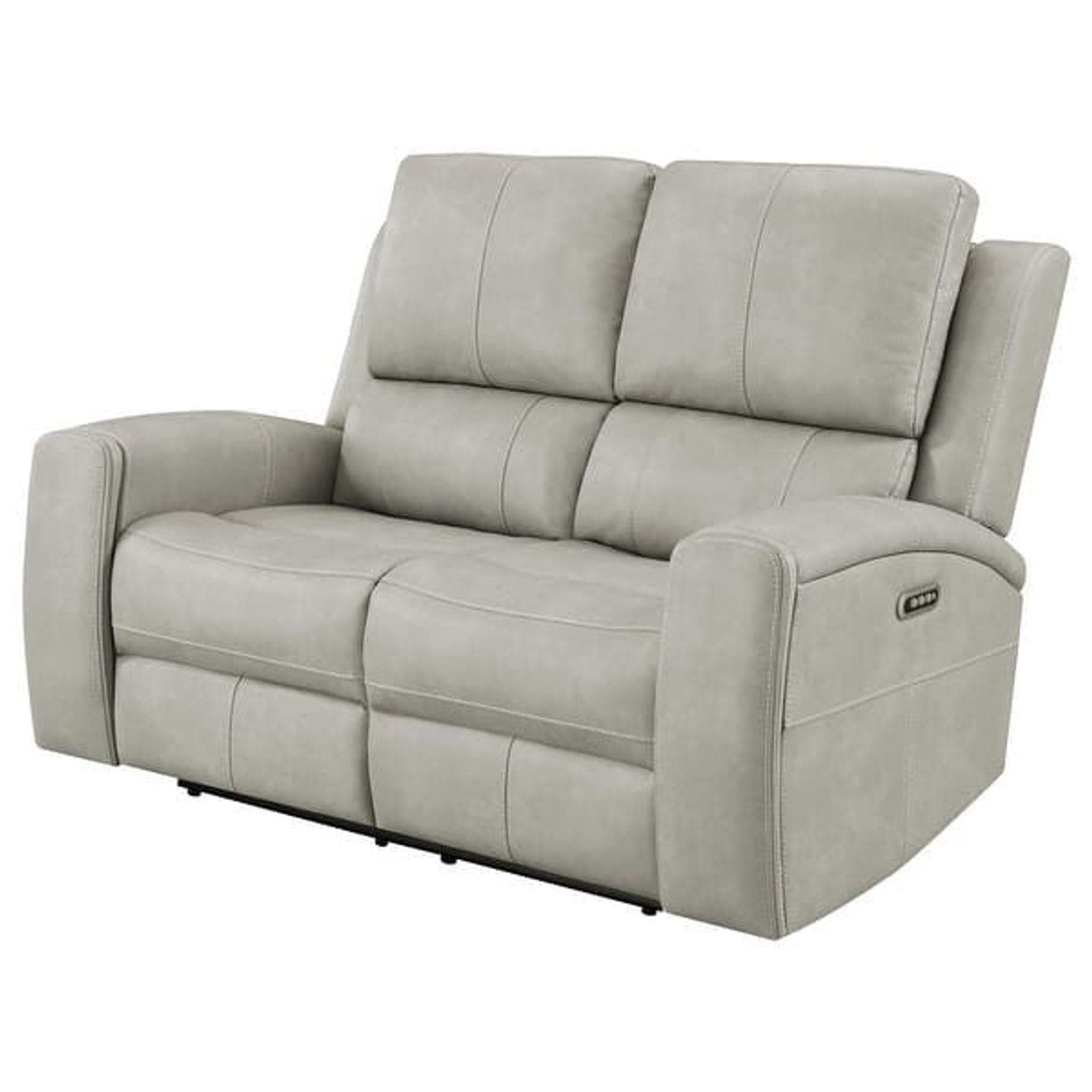 Coaster Fine Furniture Brickston Power Reclining Faux Leather Loveseat in Light Gray - Thumbnail 7