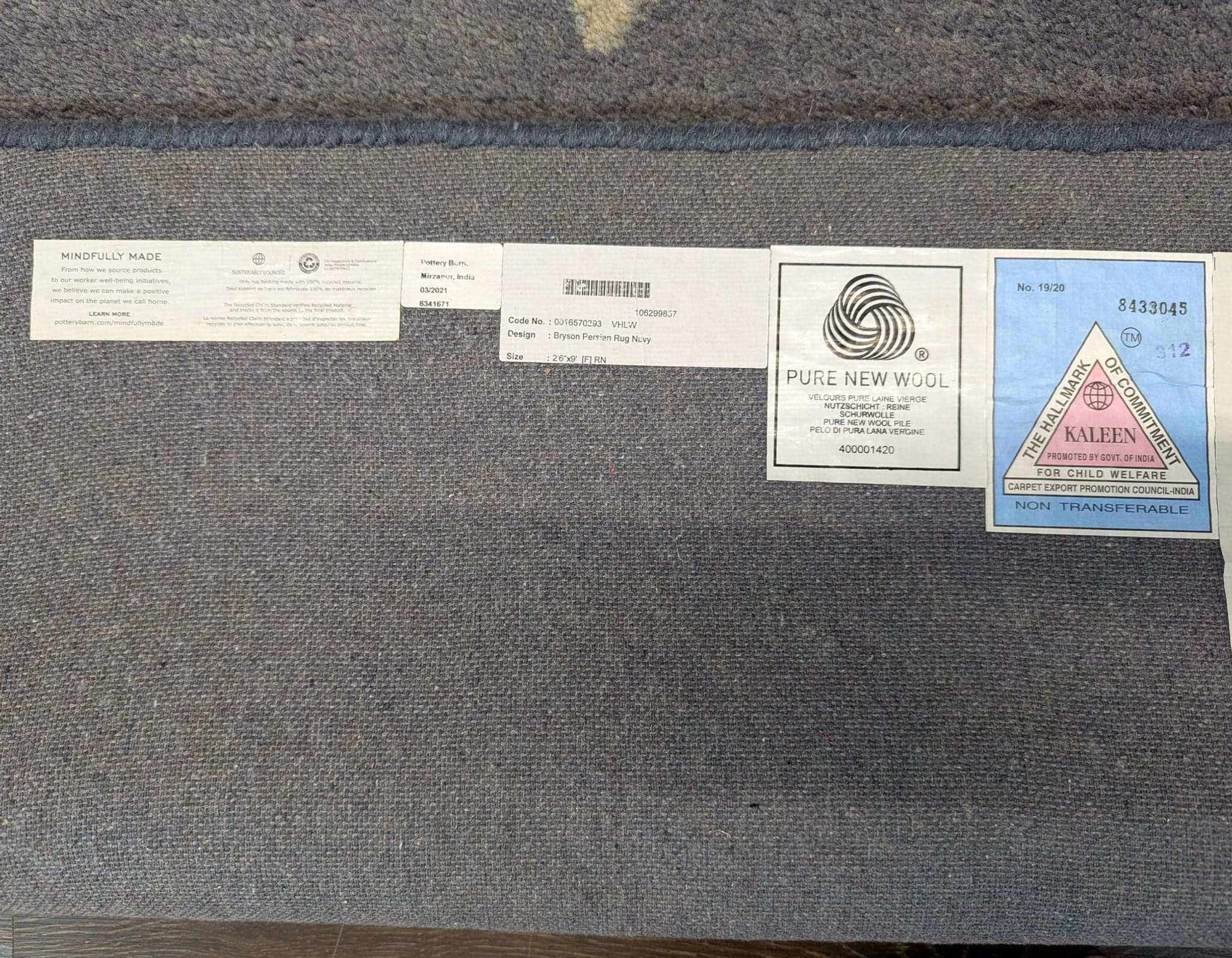 Pottery Barn Bryson Blue & Ivory Floral Wool Hand Tufted Medallion Runner Rug - Thumbnail 5