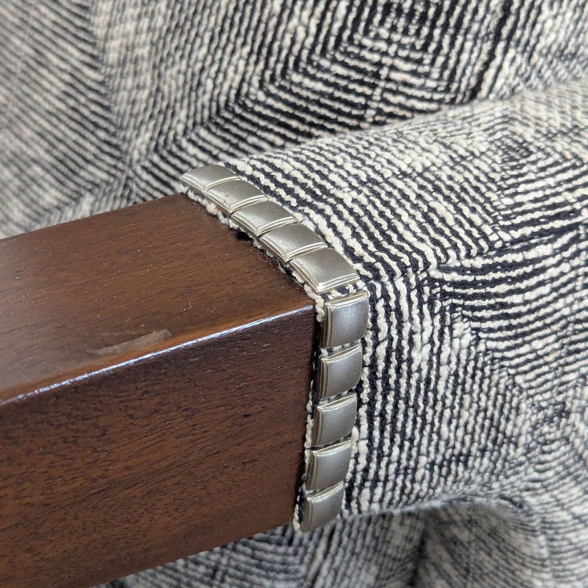 Ted Boerner Lex Lounge Chair with Patterned Upholstery and Wood Arms - Thumbnail 5