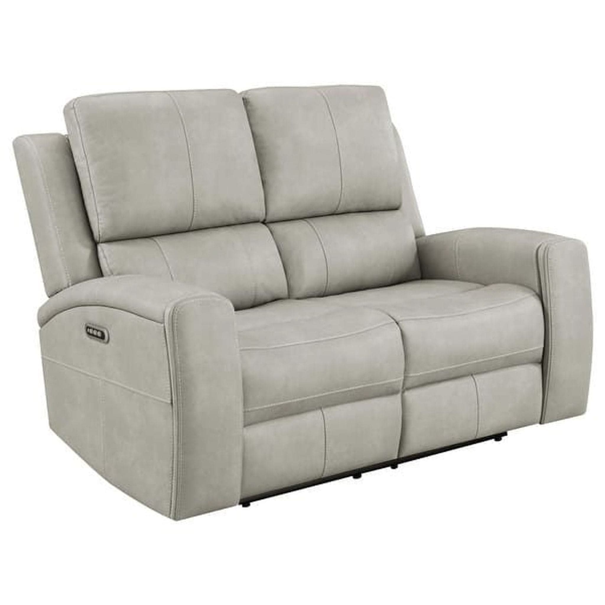 Coaster Fine Furniture Brickston Power Reclining Faux Leather Loveseat in Light Gray - Image 1