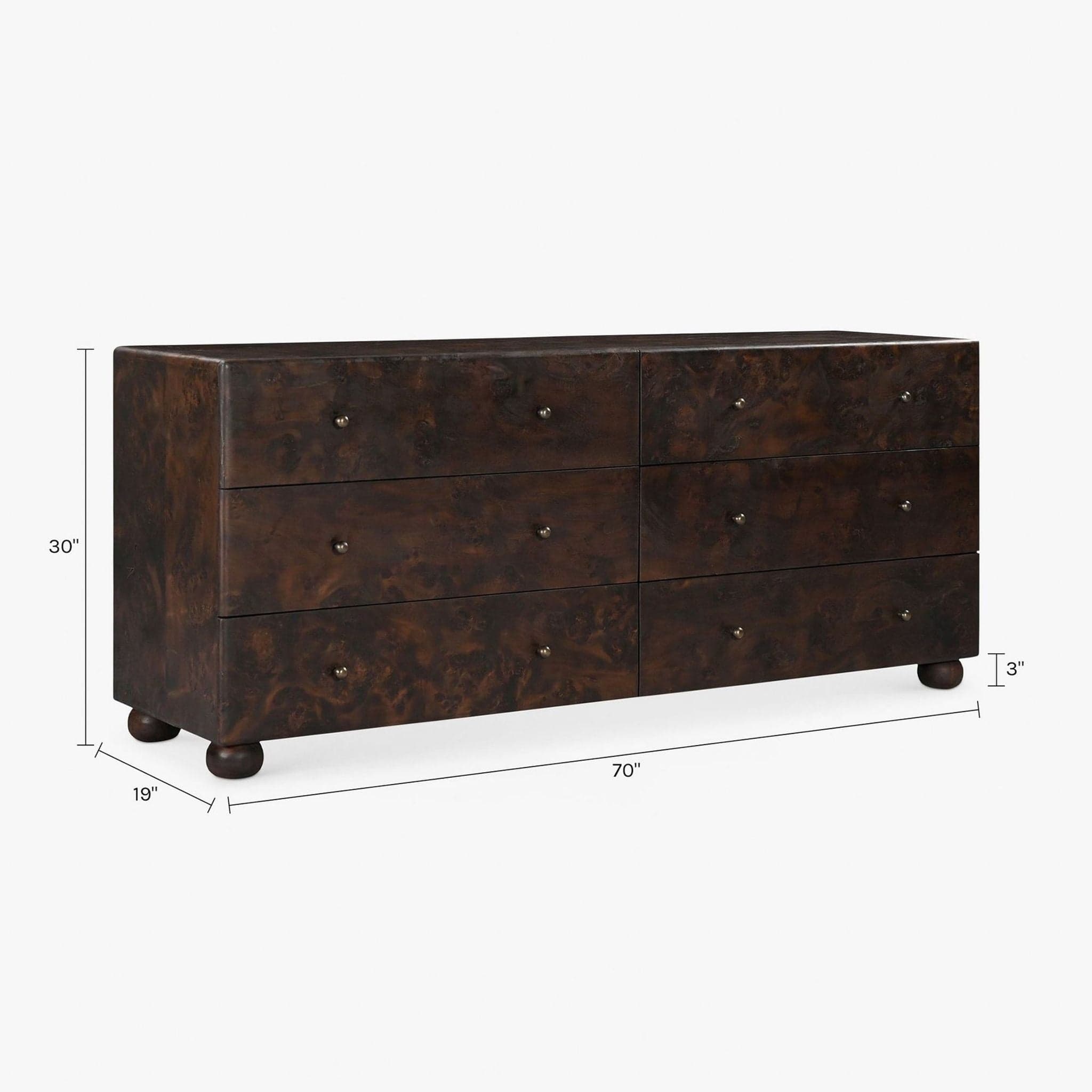 Lulu and Georgia Hobbes Dark Wood 6-Drawer Dresser - Thumbnail 7