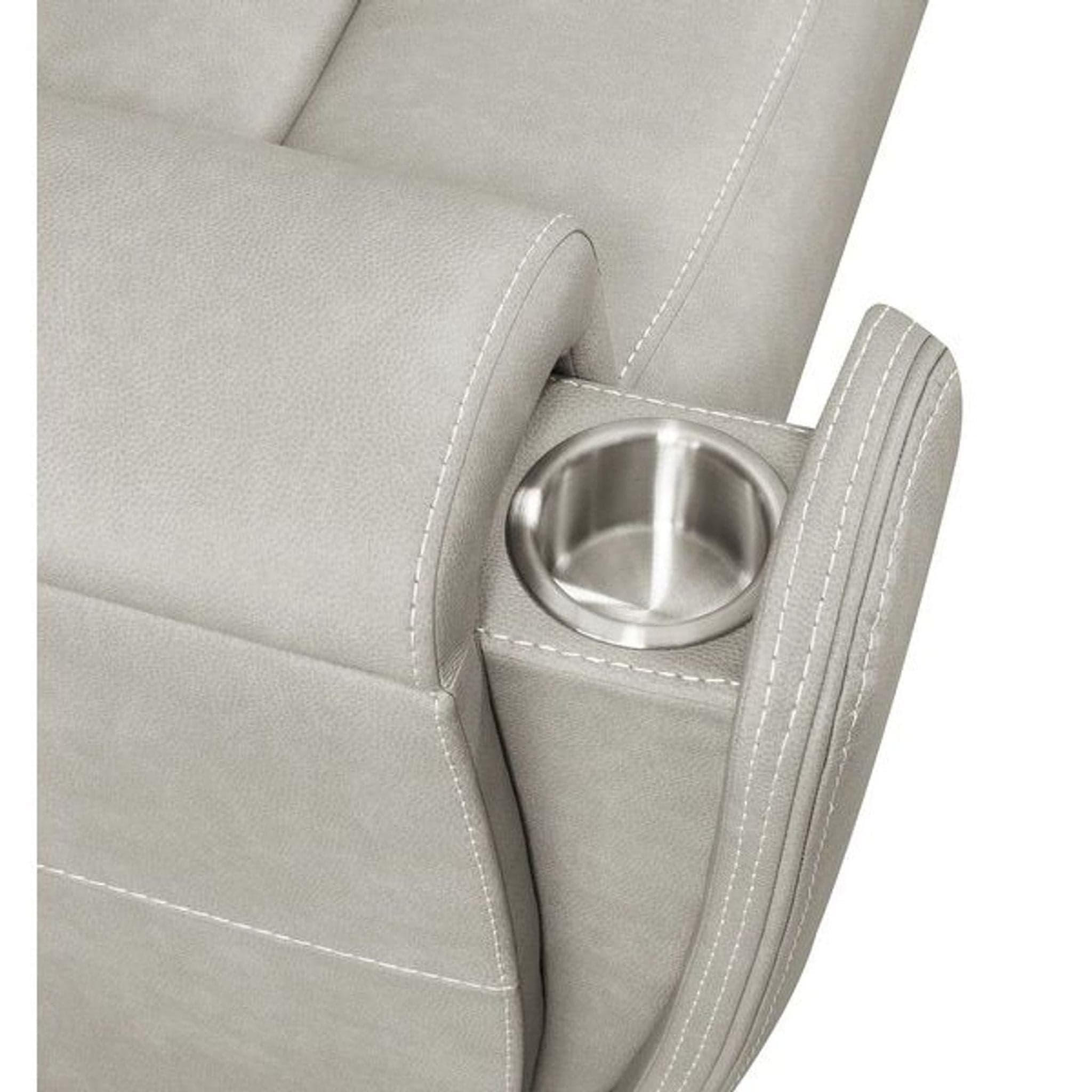 Coaster Fine Furniture Brickston Power Reclining Faux Leather Loveseat in Light Gray - Thumbnail 9