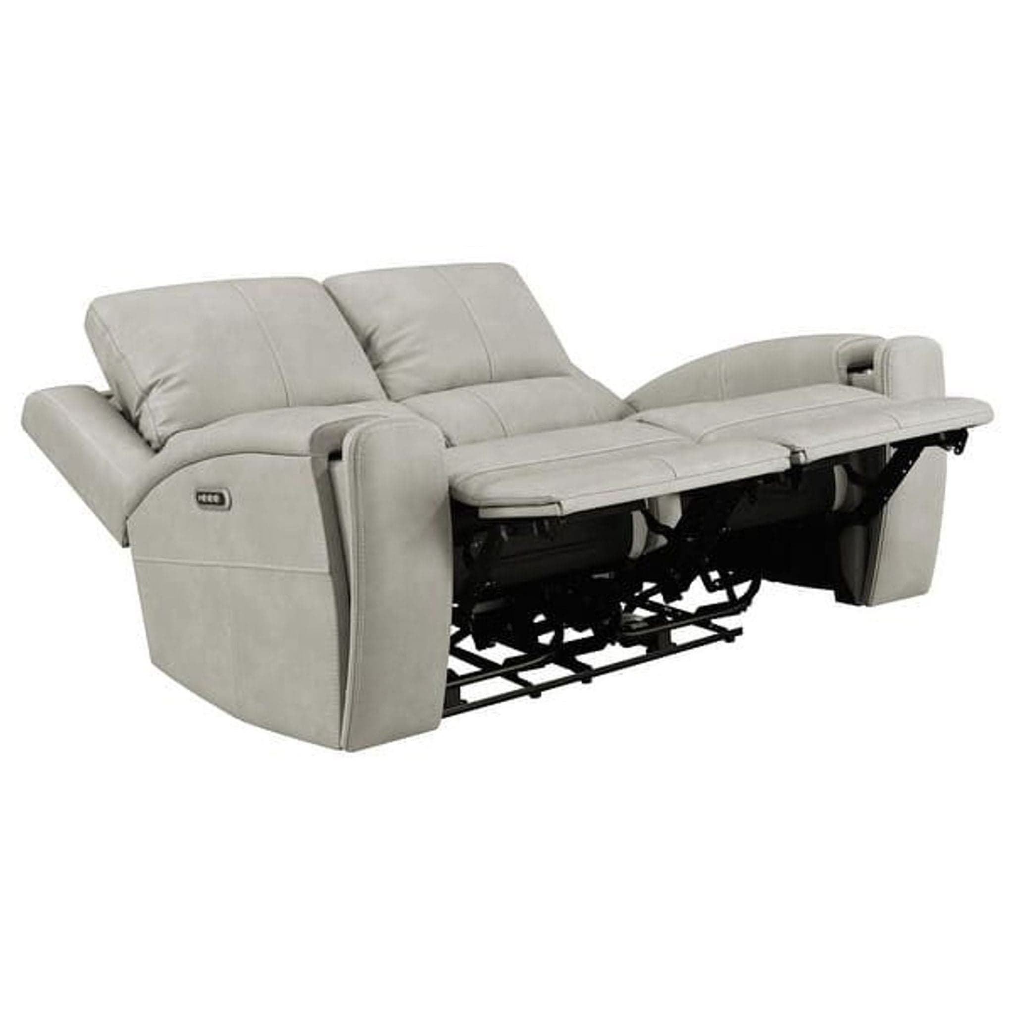 Coaster Fine Furniture Brickston Power Reclining Faux Leather Loveseat in Light Gray - Thumbnail 2
