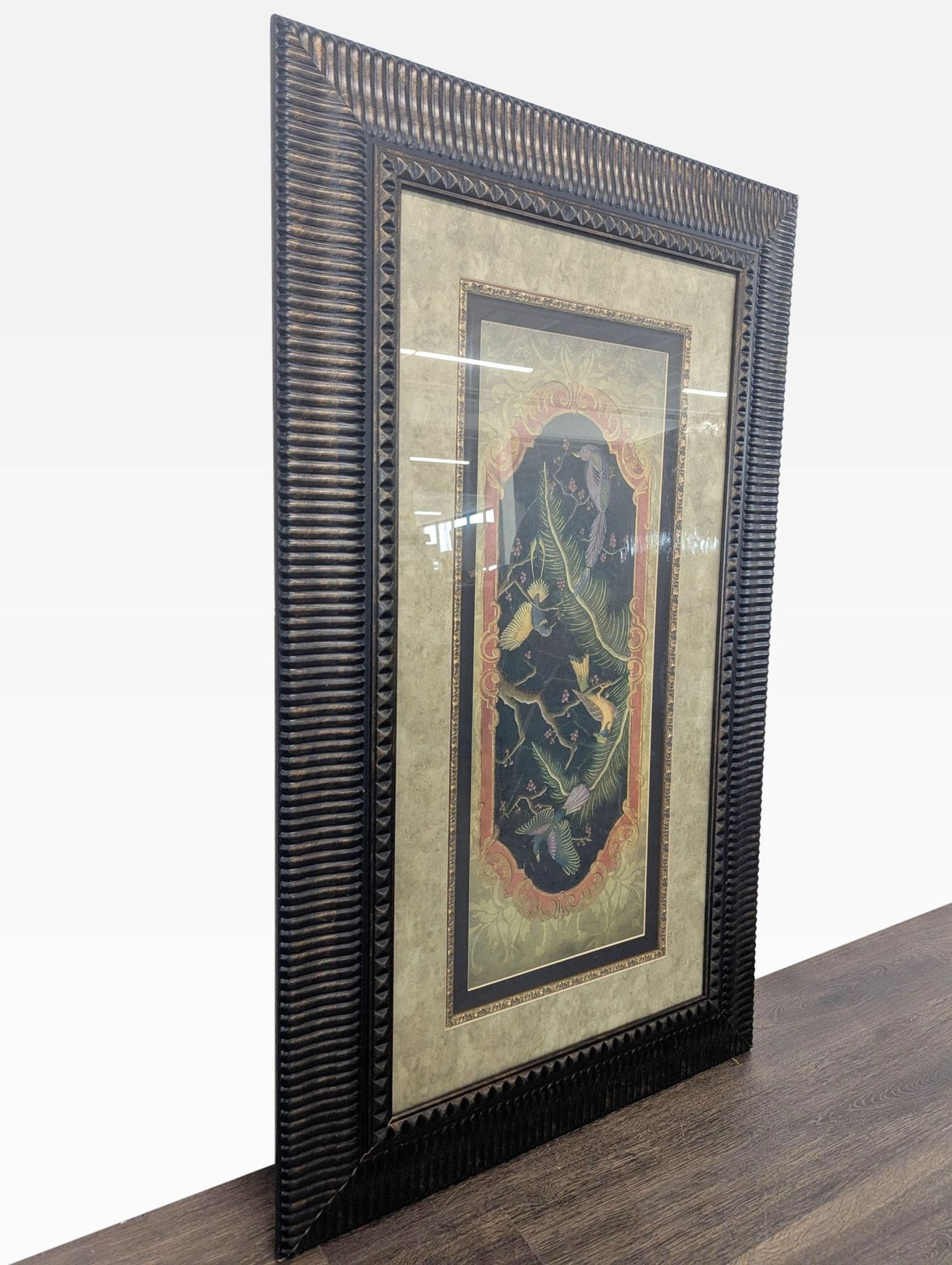 Large Chinoiserie Style Framed Artwork “Paradise II” – Exotic Bird Panel by Abigail Kamelhair - Thumbnail 2