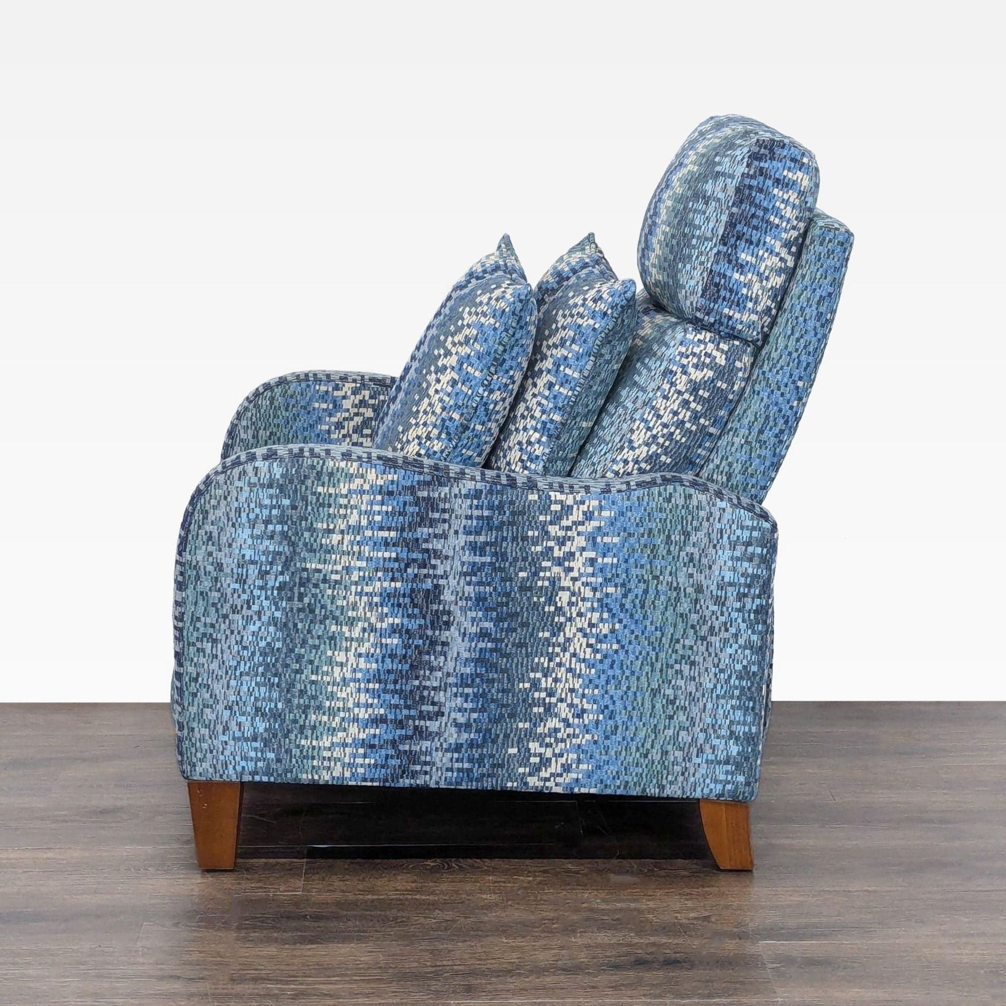 Jiaxing Home Fortune Furniture Co. Blue Patterned Recliner Lounge Chair with Cushions - Thumbnail 3