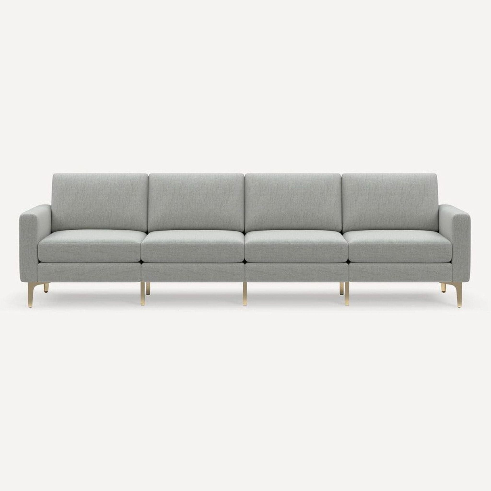 Burrow Nomad 4-Seat Modern Gray Sofa with Brass Legs - Image 1