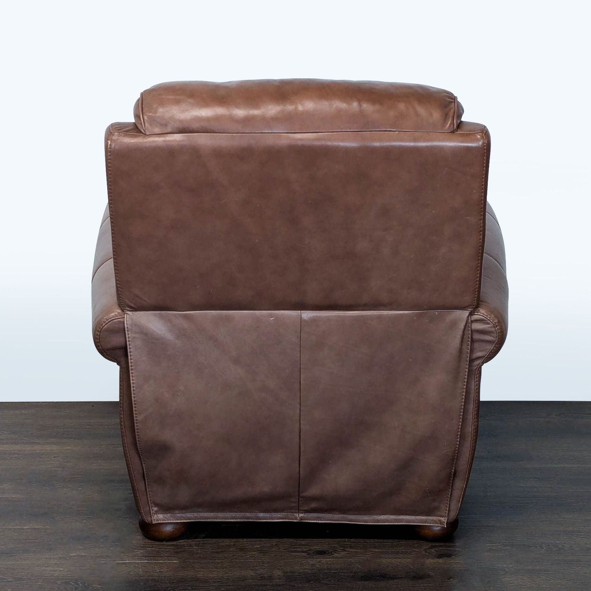 Classic Brown Leather Recliner Lounge Chair with Nailhead Trim - Thumbnail 5