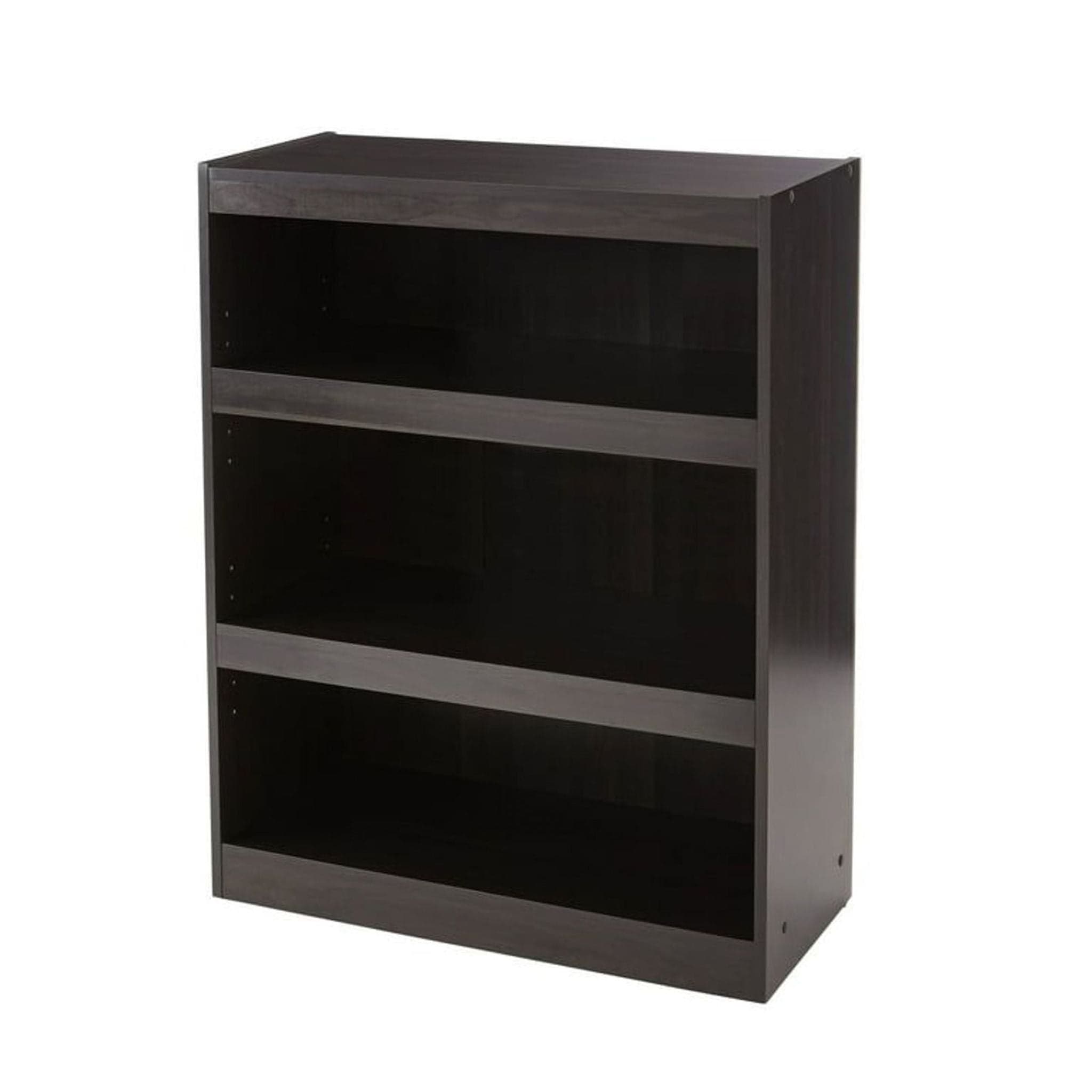 Mainstays Modern 3-Shelf Bookcase with Adjustable Shelves, Dark Wood Finish - Image 1